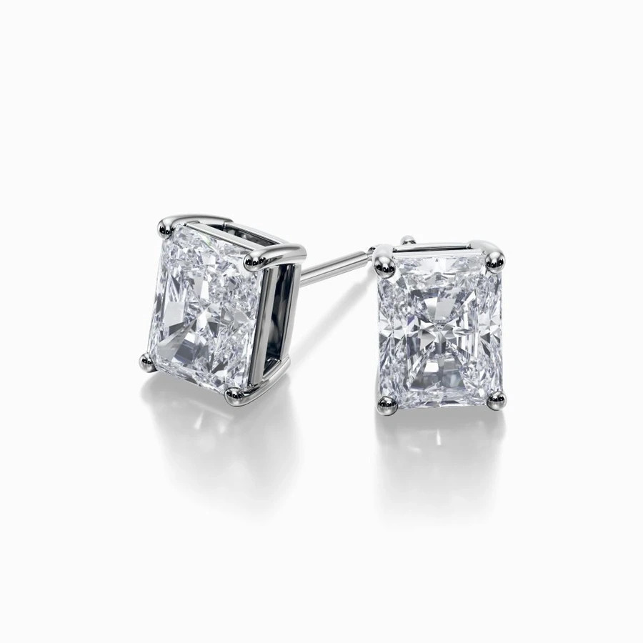 2.00 Ct E VS1 Radiant Lab Grown Diamond Stud Earrings 14k Gold Push Back IGI GIA