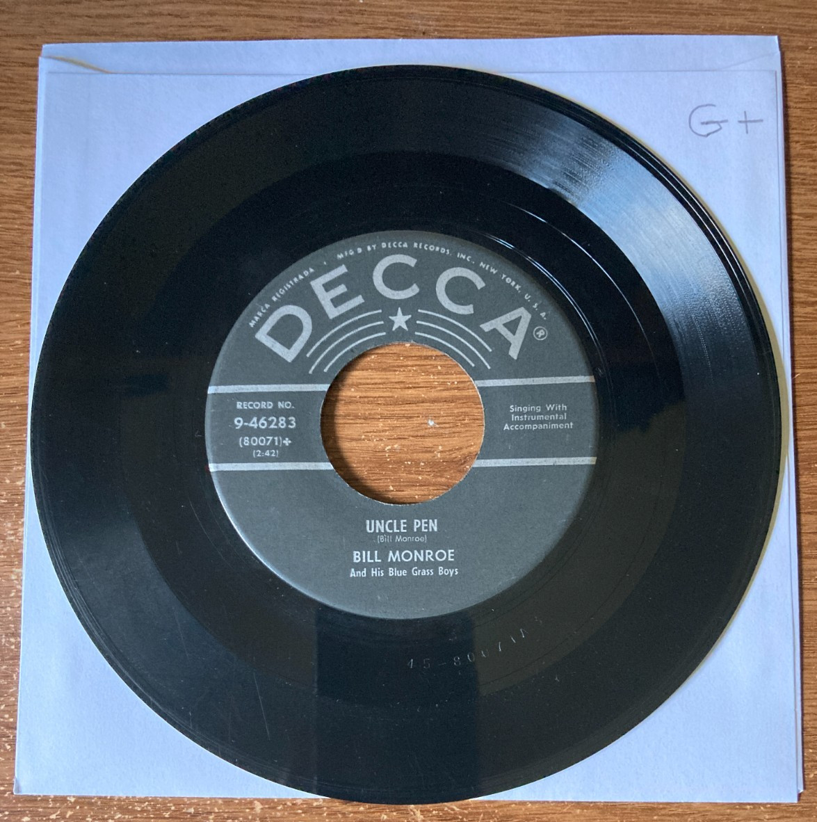 Rare Bluegrass - Bill Monroe - Uncle Pen *cleaned & tested G+ 7\