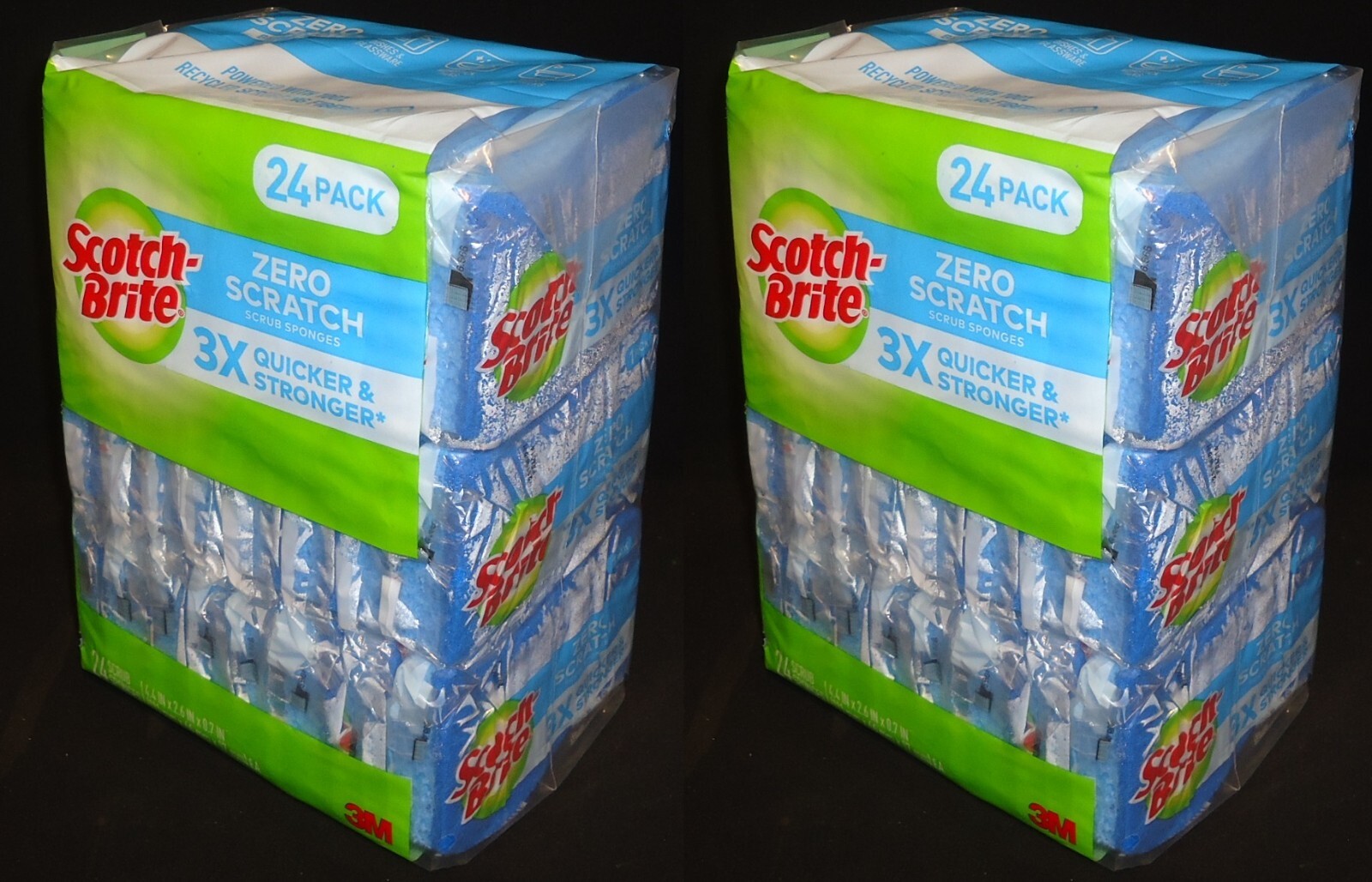 2 Packs 3M Scotch-Brite Zero Scratch Scrub Sponge (24 Pcs/Pack Total 48 Sponges)