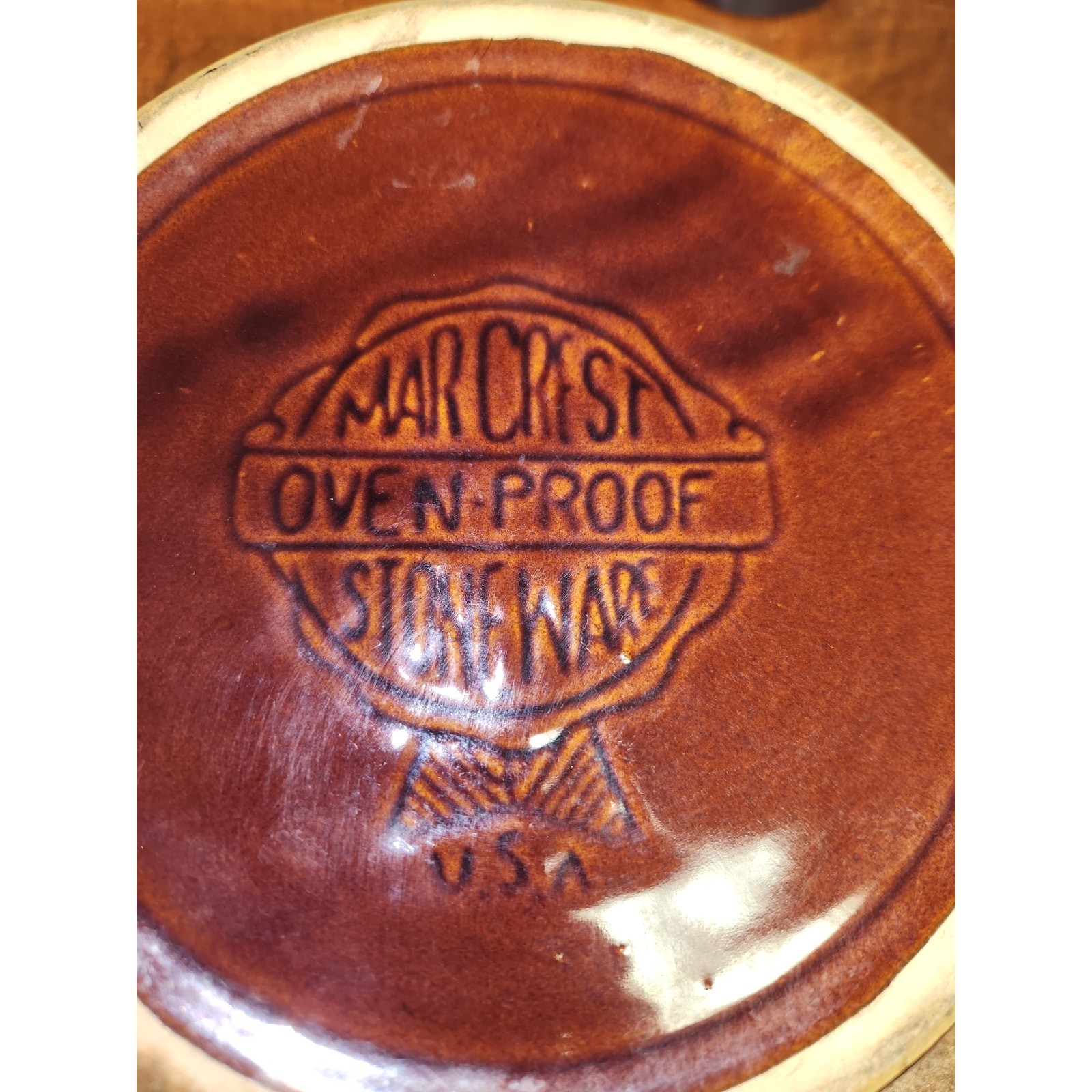 10 inch vintage marcrest oven proof dutch oven stoneware dish daisy brown