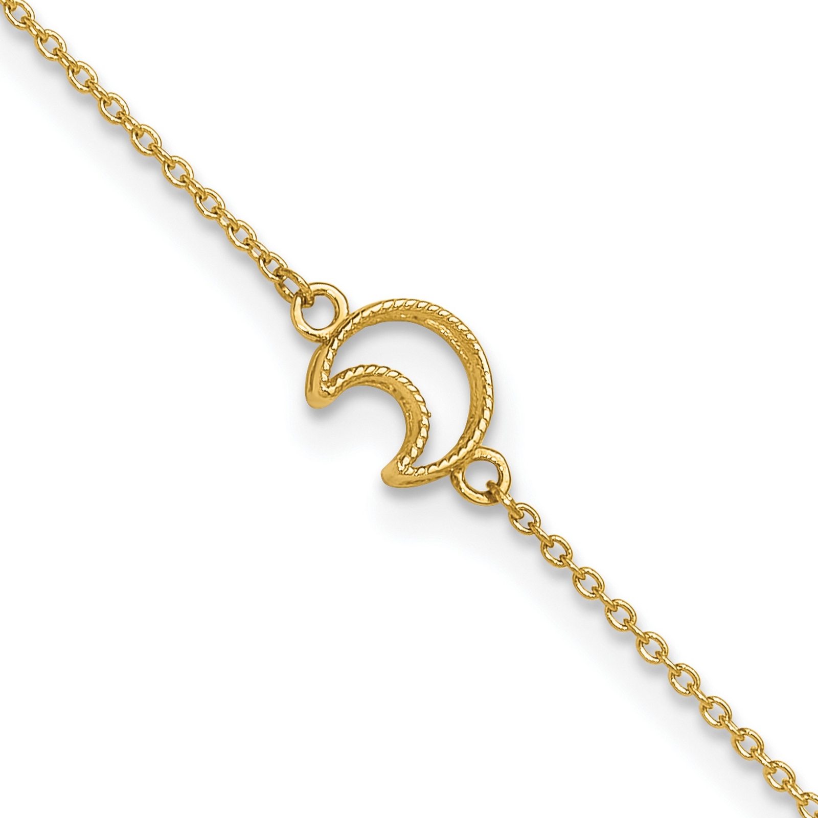14k Yellow Gold Open Crescent Moon Anklet