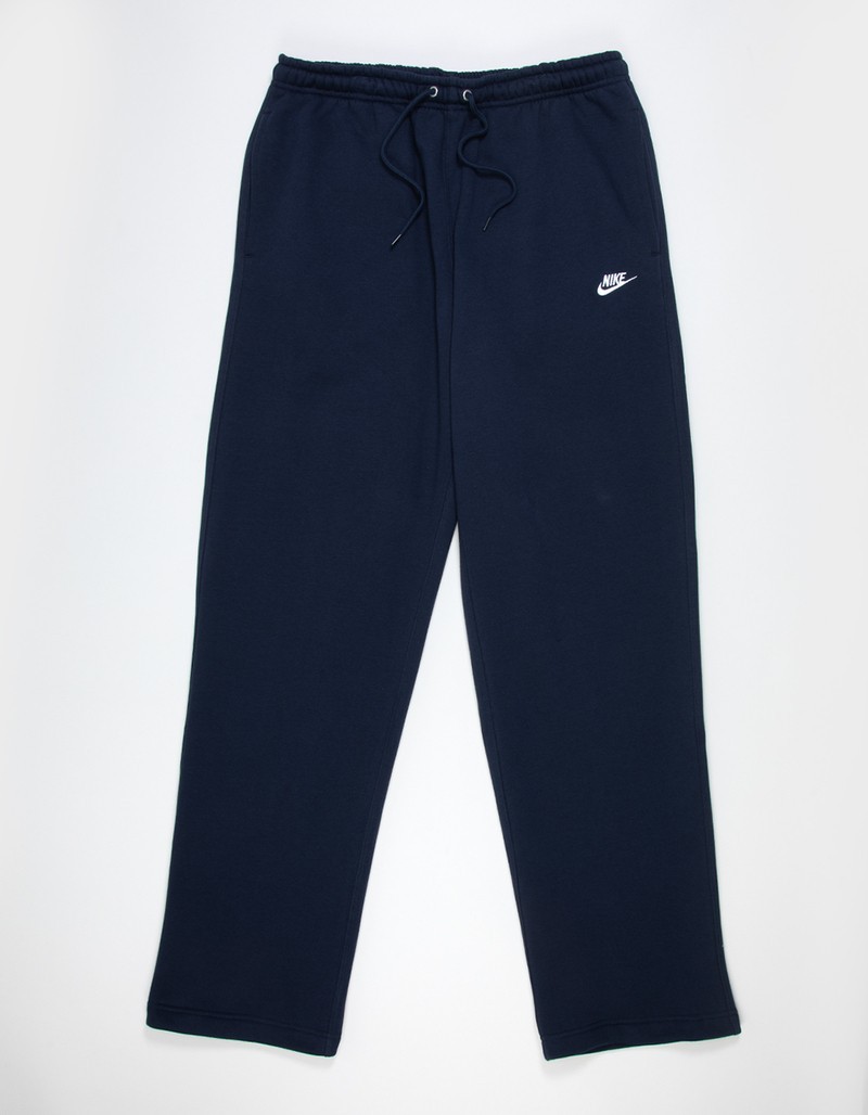 Nike Club Men\'s Open-Hem Fleece Pants Sweatpants Midweight Navy Blue M L XL 2XL