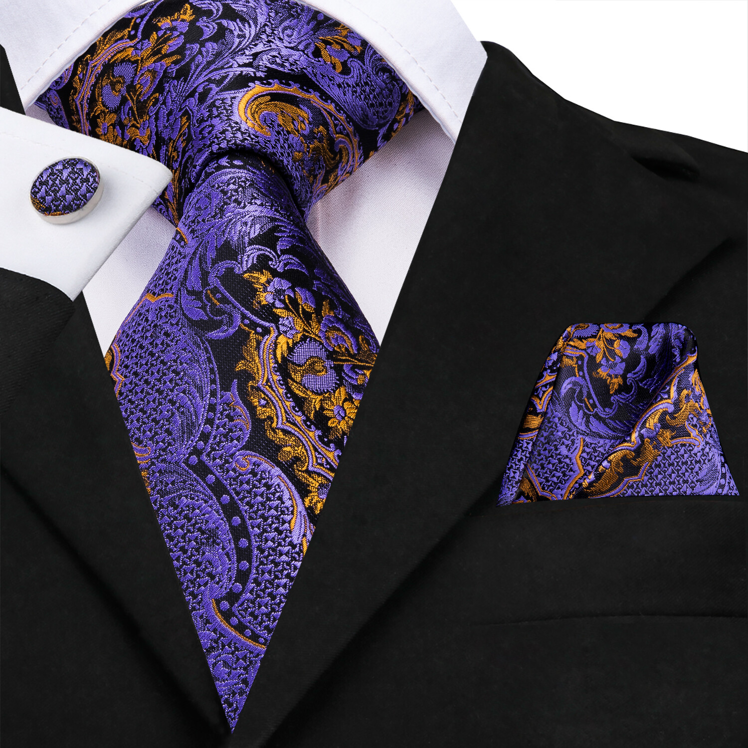 Mens Woven Wedding Ties 100 Colours Paisley Floral Solid Necktie Handkerchief Se
