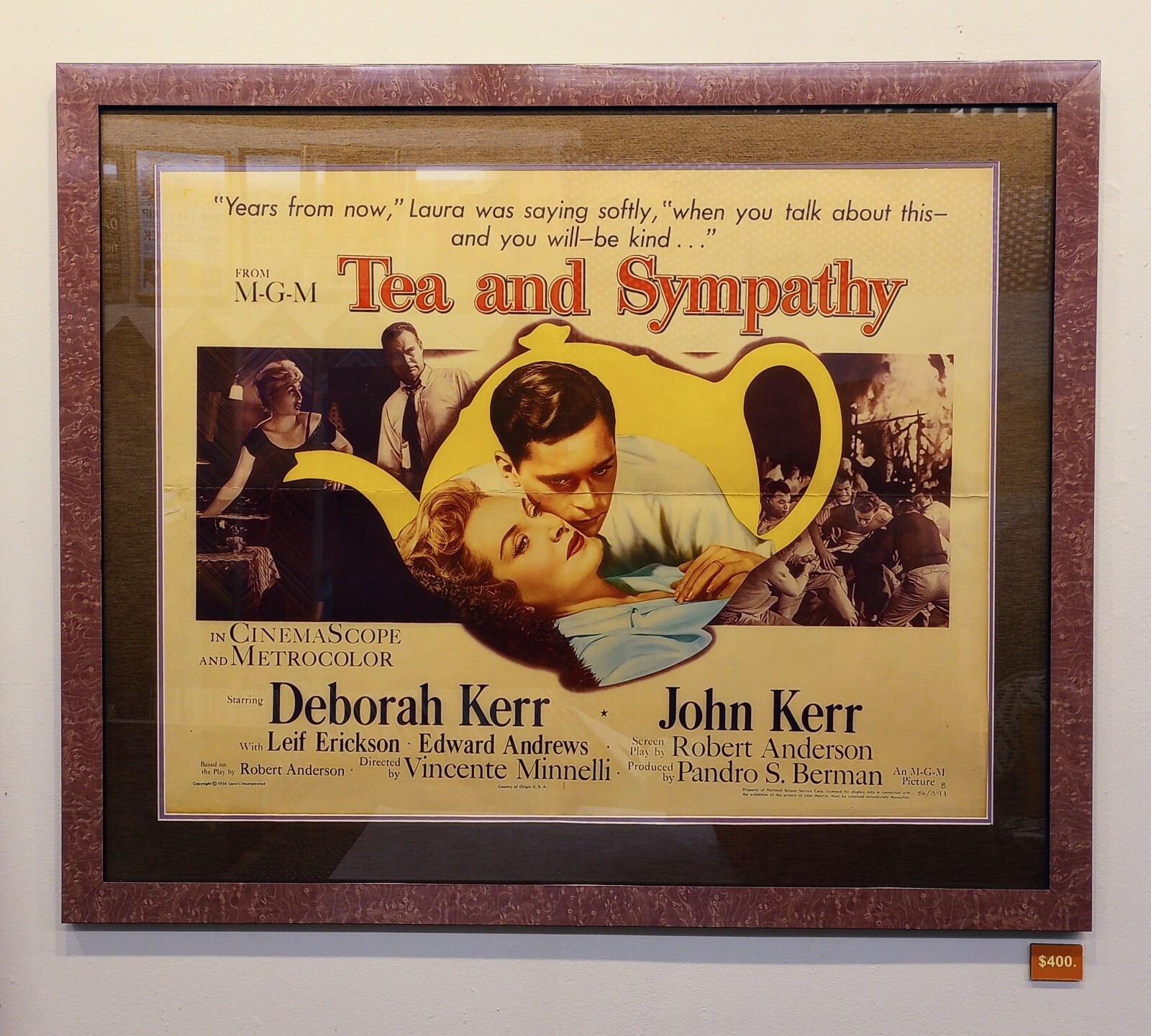 TEA AND SYMPATHY SCARCE 1956 POSTER DEBORAH KERR VINCENTE MINNELLI GAY INTEREST