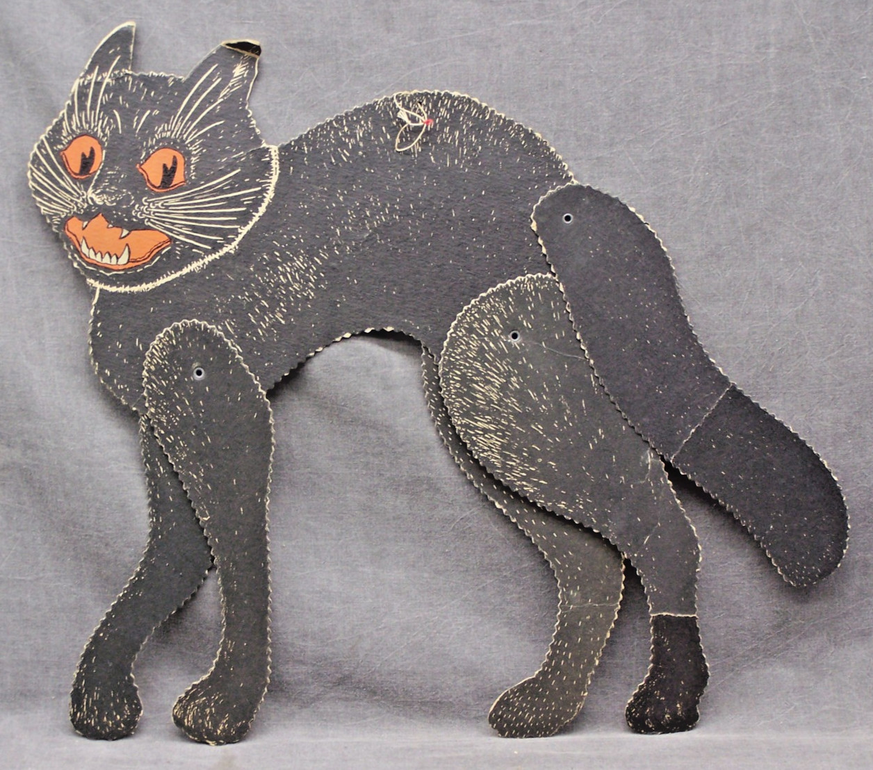 1930\'s Beistle Double Side Die Cut Halloween Decoration Jointed Black Cat