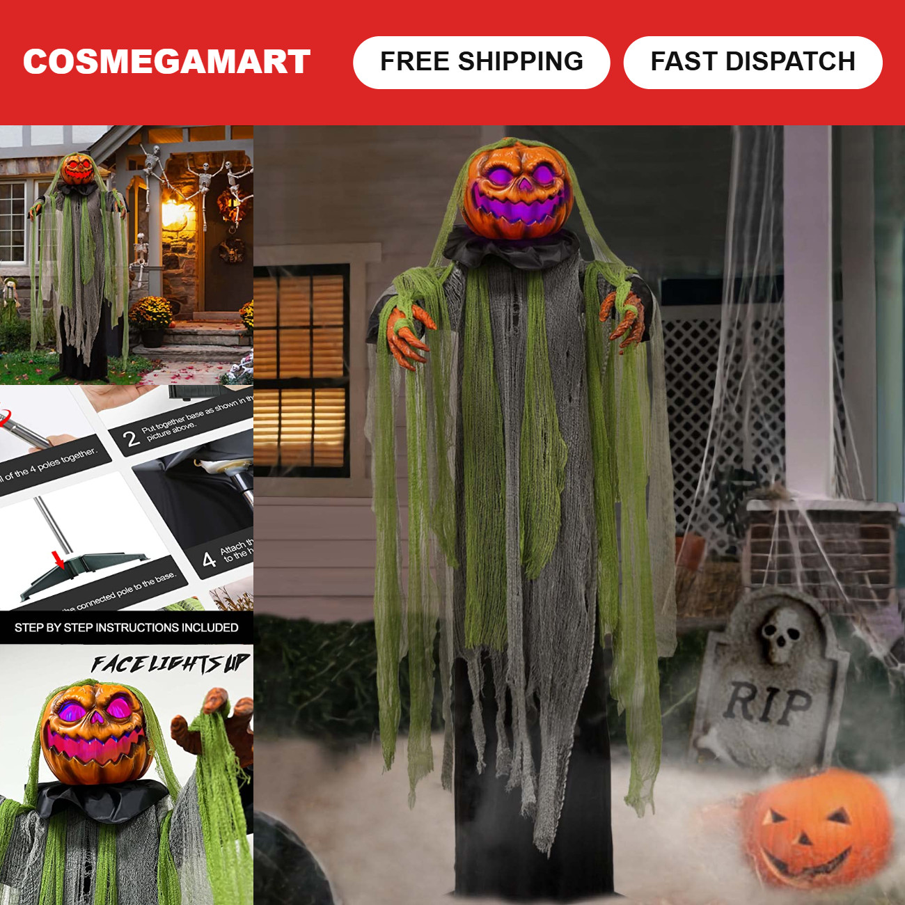 6 Ft Animated Halloween Root of Evil Prop - Spooky Outdoor Decorations, Haunting 6 Ft Animated Halloween Root of Evil Prop - Spooky Outdoor Decorations, Haunting