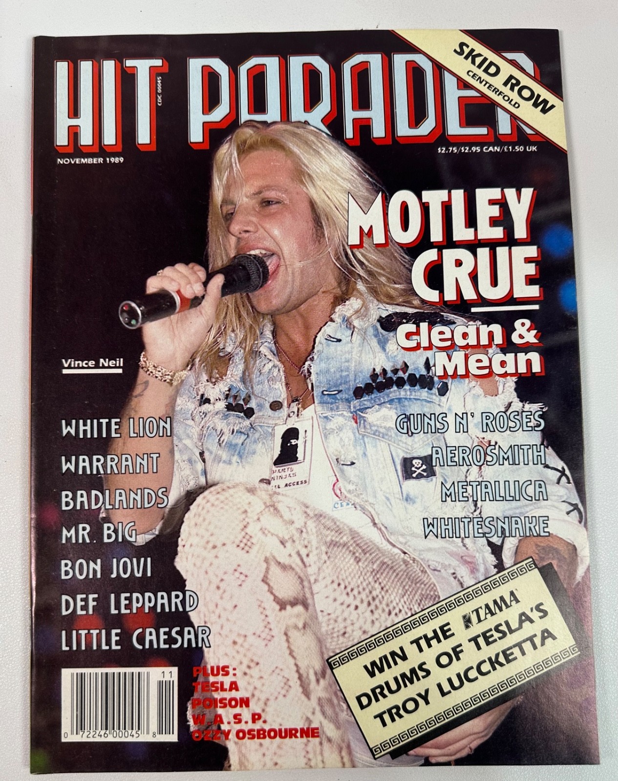 Vintage Magazine Hit Parader 1989 Motley Crue Skid Row Aerosmith Metallica Vintage Magazine Hit Parader 1989 Motley Crue Skid Row Aerosmith Metallica