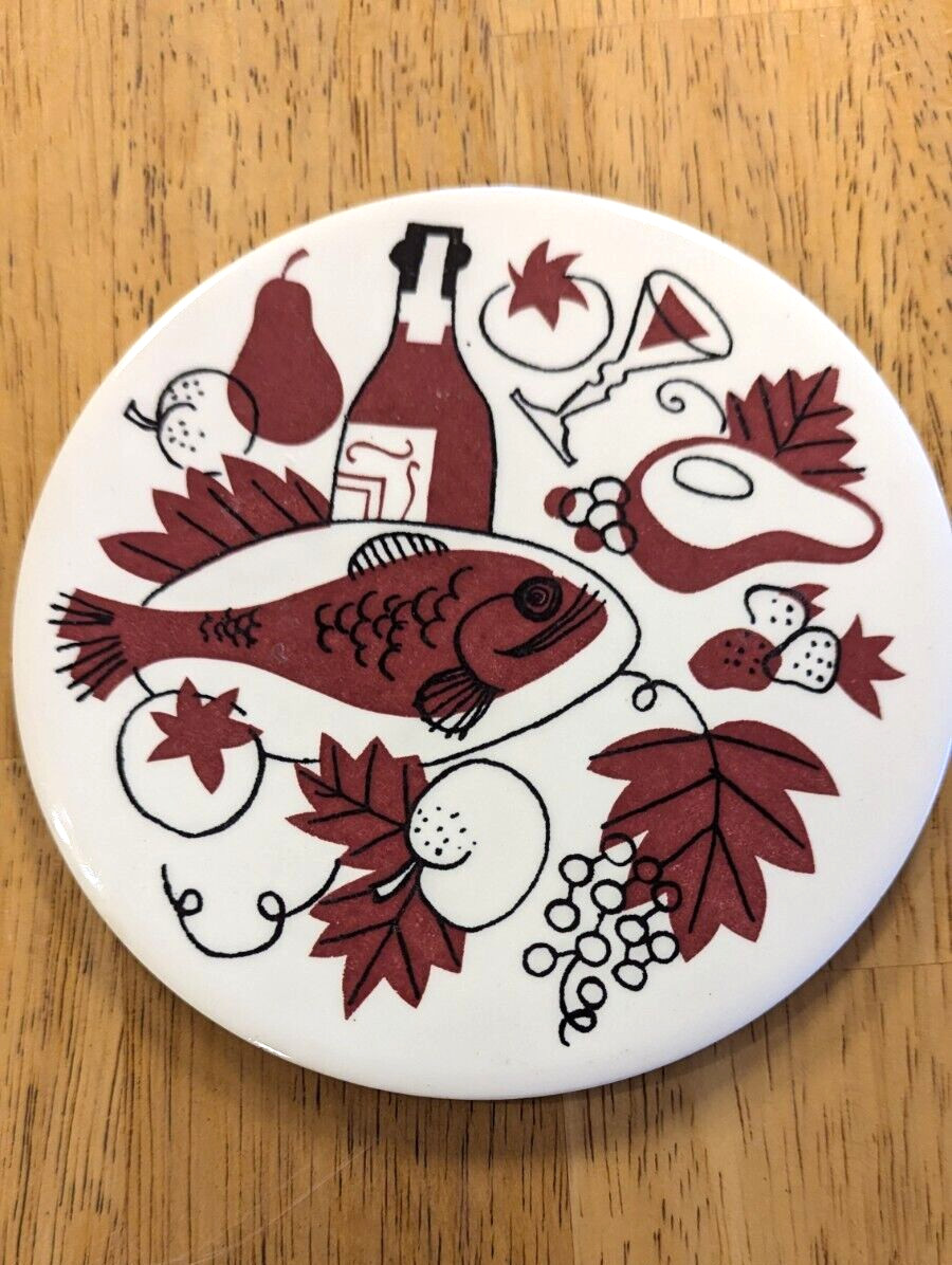 Vintage Mid Century Modern MCM Atomic Age Trivet Tile Fall 50s fish wine food 60 Vintage Mid Century Modern MCM Atomic Age Trivet Tile Fall 50s fish wine food 60