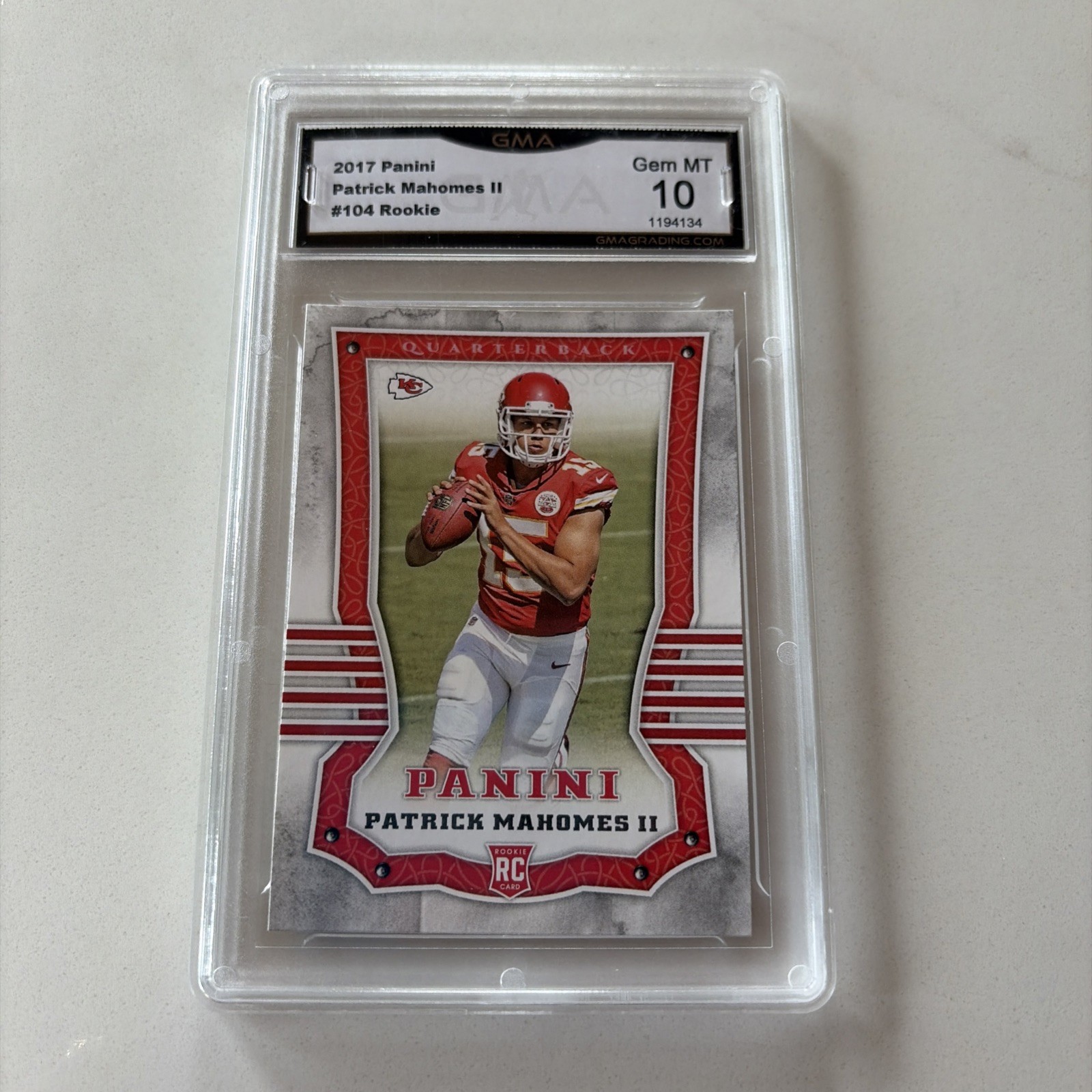 2017 Panini #104 Patrick Mahomes II RC GMA 10 GEM MINT 2017 Panini #104 Patrick Mahomes II RC GMA 10 GEM MINT