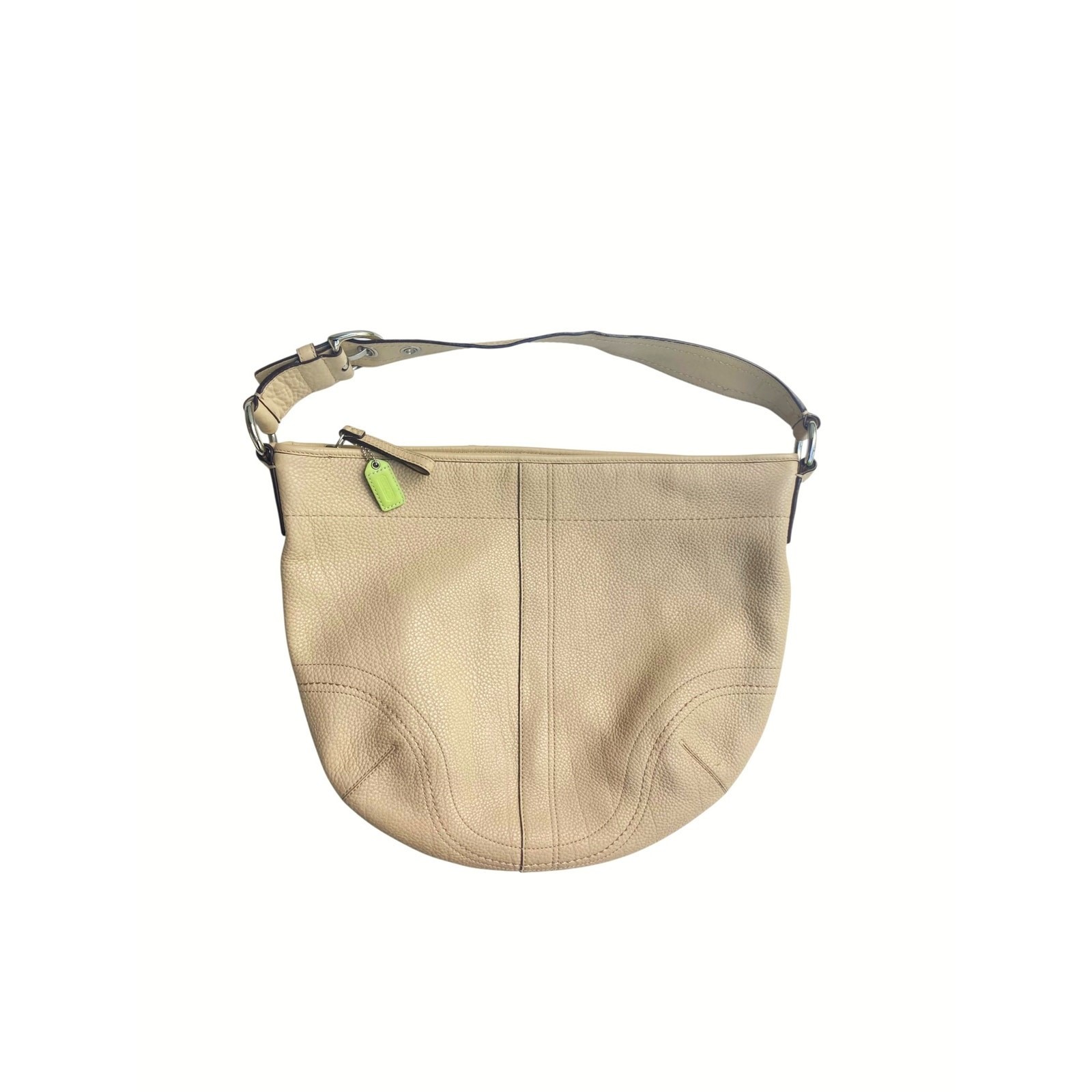Vintage Coach Soho F10907 Oatmeal Pebbled Leather Crescent Hobo Shoulder Bag Y2K