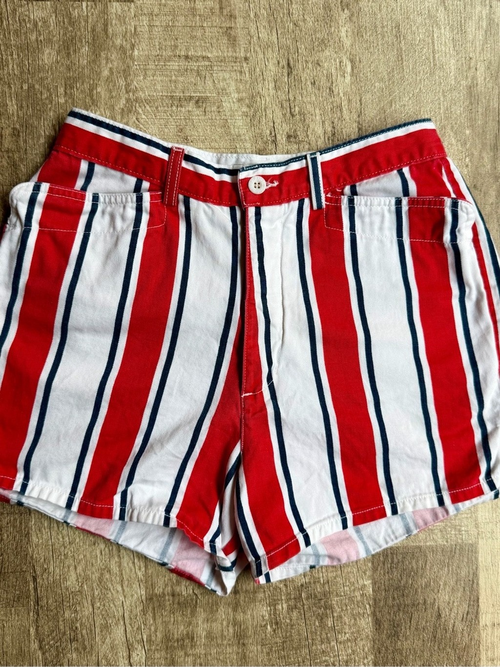 Vintage High Waisted Red White Blue Striped Shorts Vintage High Waisted Red White Blue Striped Shorts