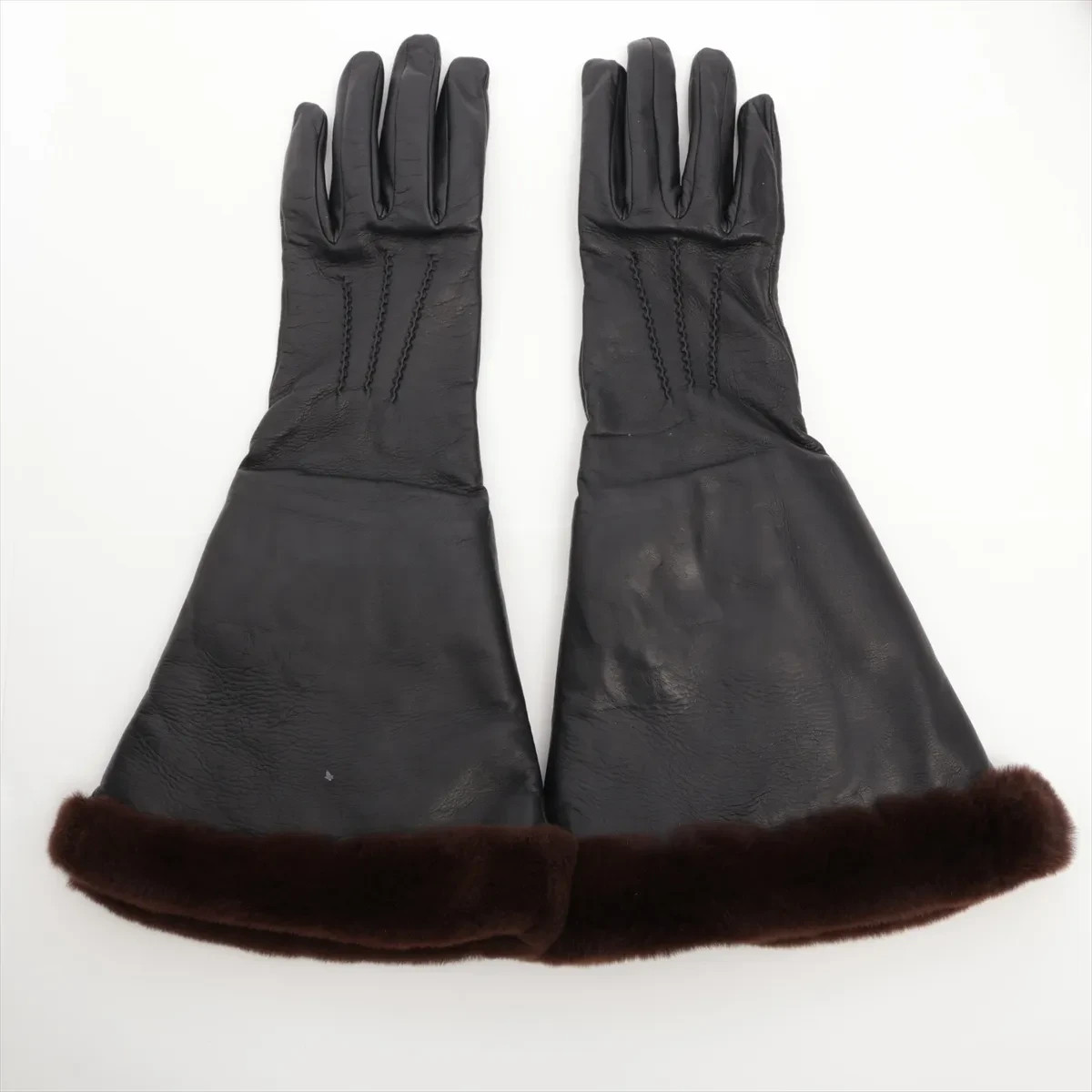Hermes Fur Lined Lambskin Gloves