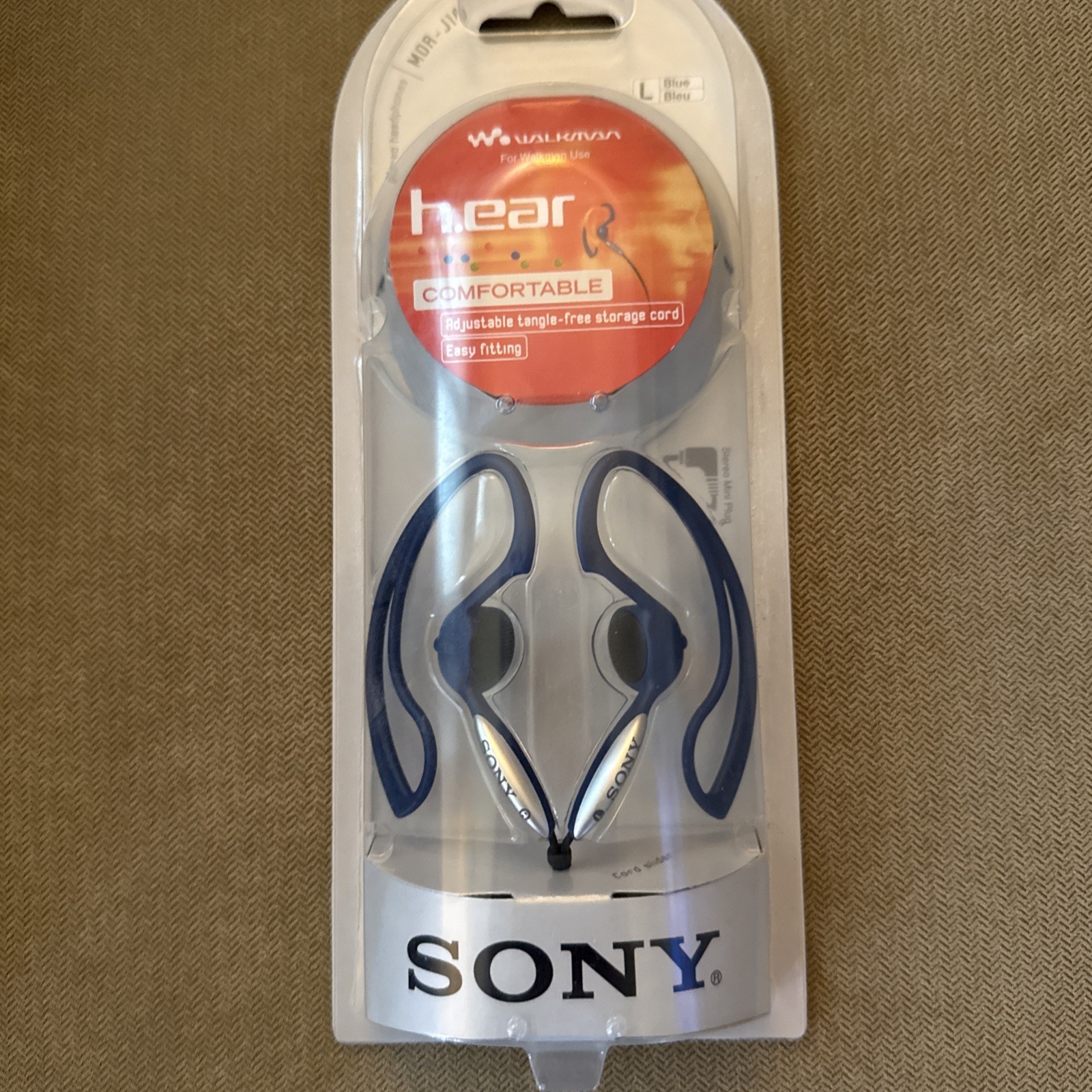 Vintage 2001 Sony MDR-J10 Vertical In Ear Clip On Headphones Blue Large New 