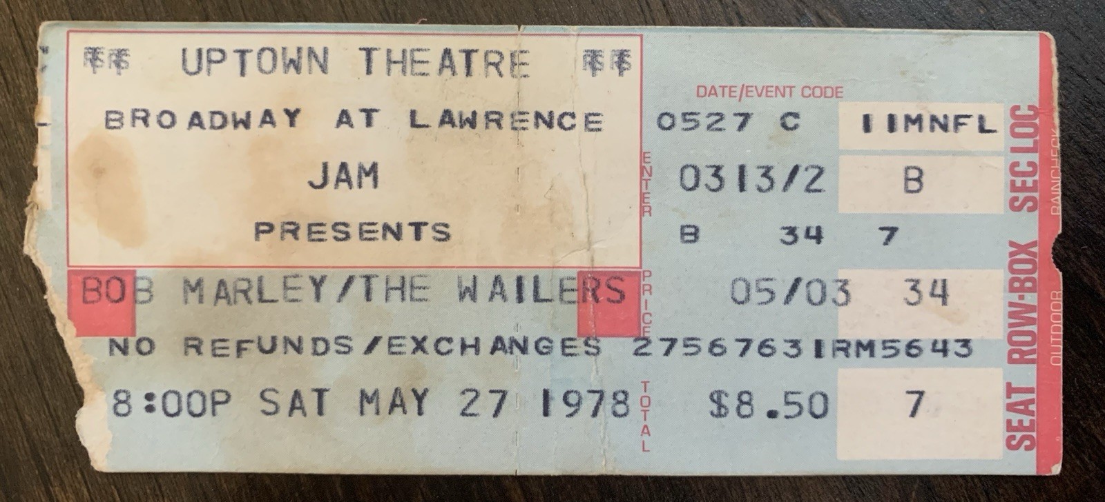 1978 Bob Marley & The Wailers🇯🇲 May 27th Uptown Theatre Chicago Kaya Tour🎟️🔥