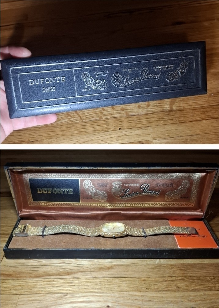 vintage dufonte lucien piccard watch Box with paperwork & Cariole Watch vintage dufonte lucien piccard watch Box with paperwork & Cariole Watch