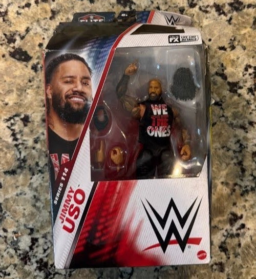 Jimmy Uso Black Outfit WWE Elite 114 Mattel Action Figure - Box shows wear Jimmy Uso Black Outfit WWE Elite 114 Mattel Action Figure - Box shows wear