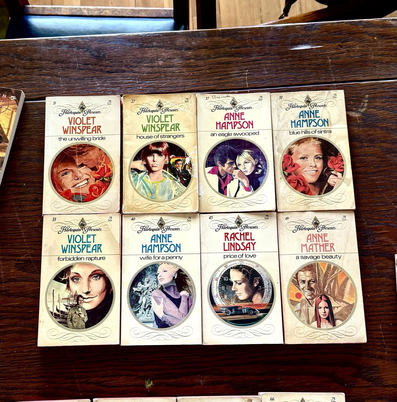 Vintage Harlequin Presents Lot of 8 1970s 75¢ Romance Paperbacks Early Numbers