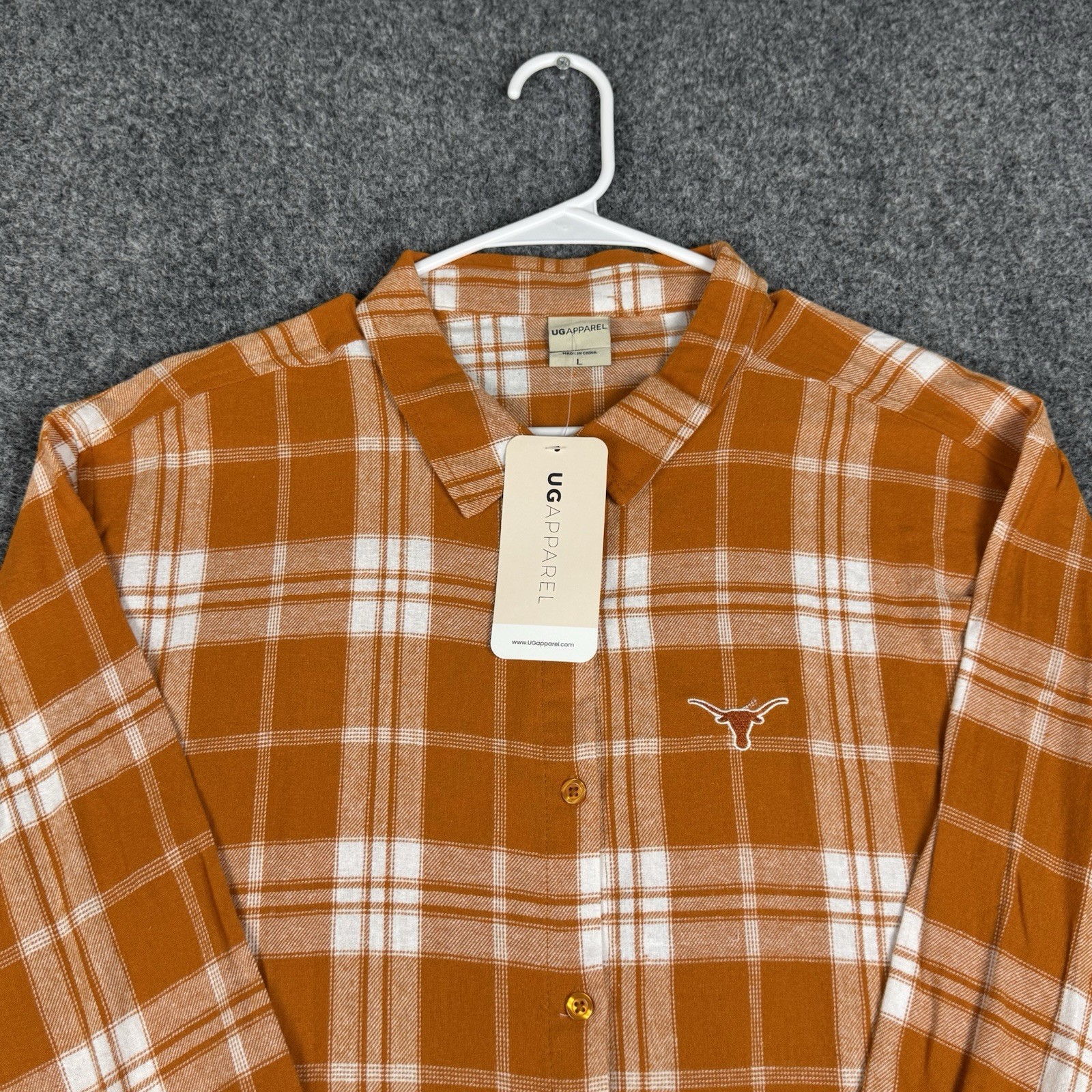Texas Longhorns UG Apparel Button Down Flannel Shirt Womans Size Large New W/T