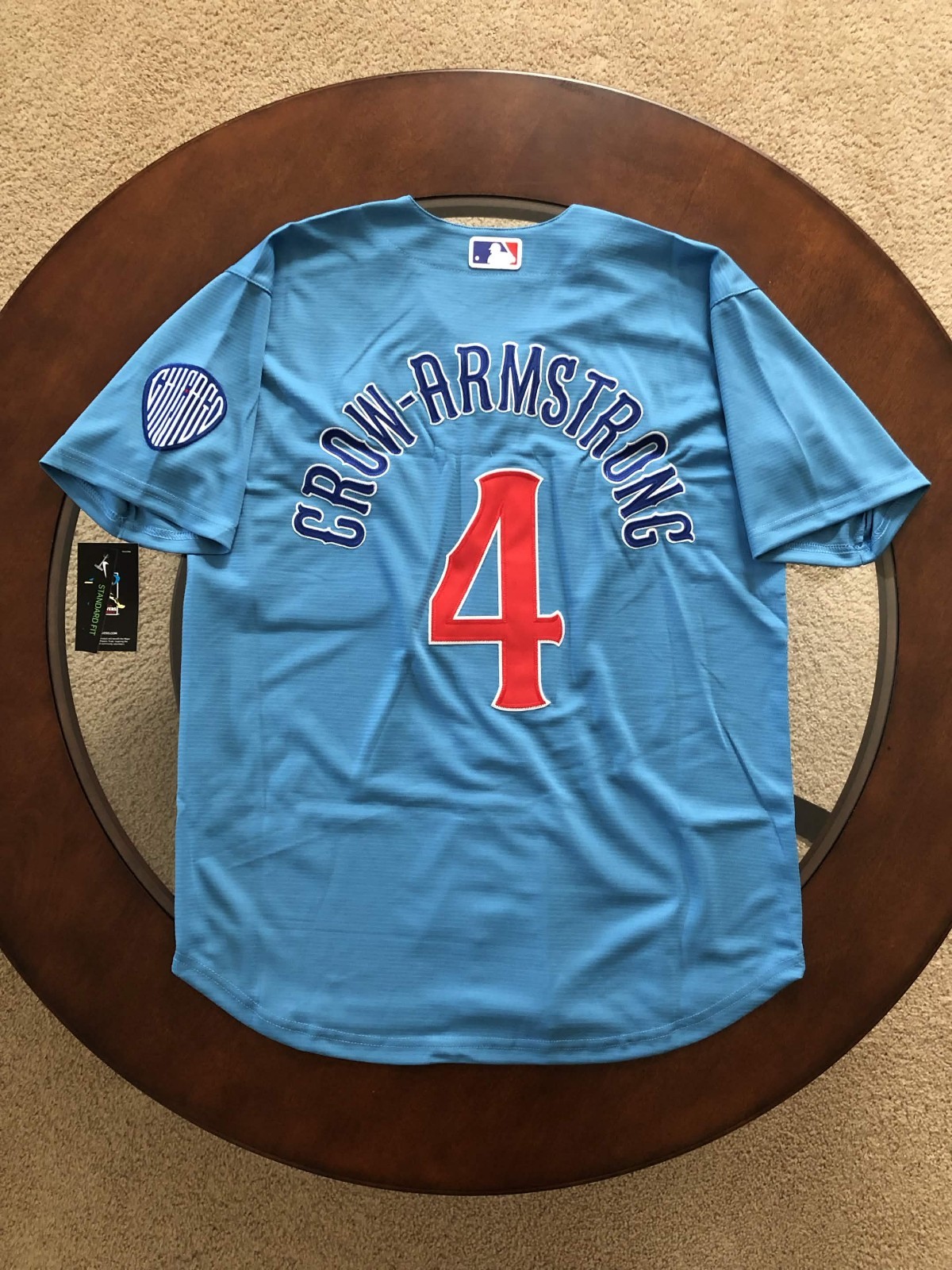 sNWT Pete Crow-Armstrong Cubs Men\'s Large Light Blue Home Jersey Stitched #4 sNWT Pete Crow-Armstrong Cubs Men\'s Large Light Blue Home Jersey Stitched #4