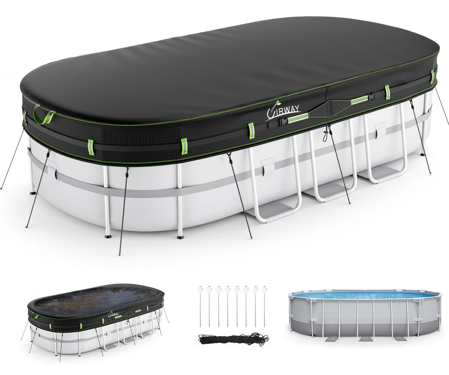 10x16 FT Winter Oval Pool Cover with Reflective Strips