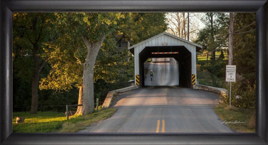 Beechdale Frames Thru The Covered Bridge - 18x36 - Simple Black Frame Beechdale Frames Thru The Covered Bridge - 18x36 - Simple Black Frame
