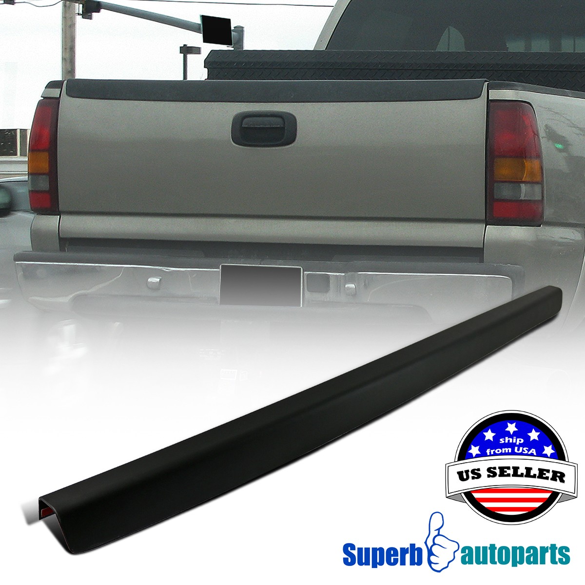 Fits 1999-2007 Chevy Silverado SL Tailgate Protector Cap High Quality ABS Black
