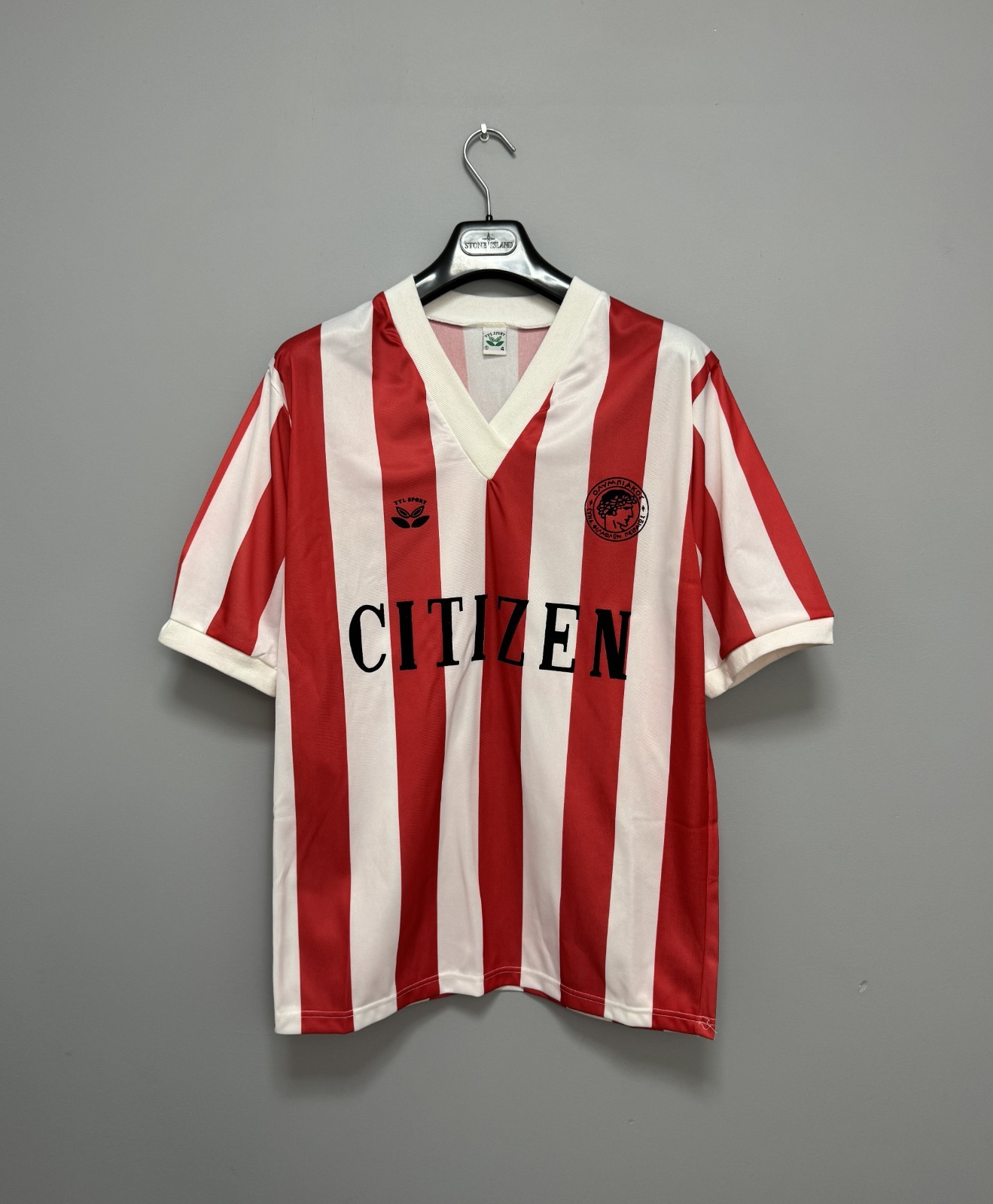 Vintage 80s Tyl Sport Olympiacos 1985 Home Football Shirt #9 Soccer Jersey