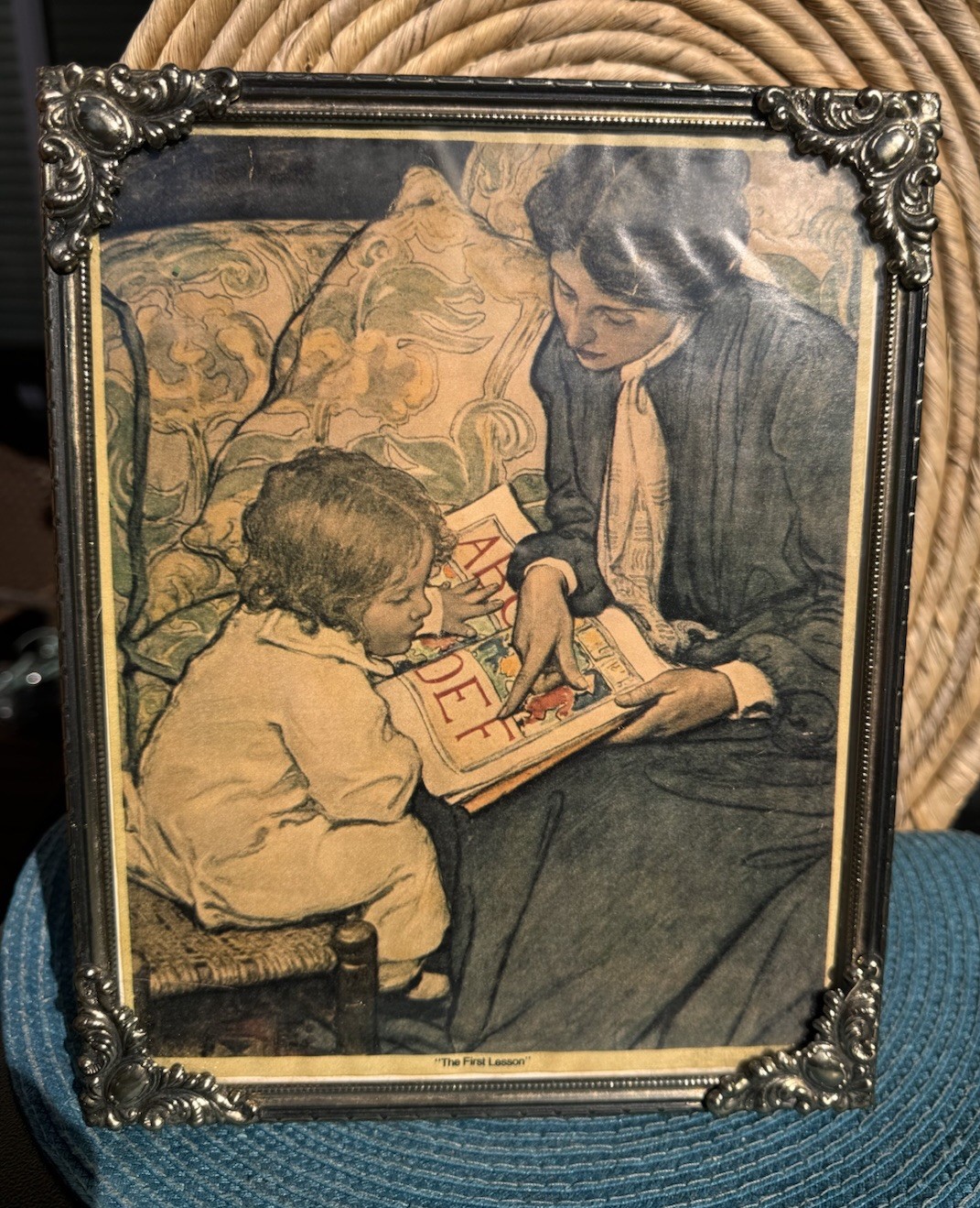 VTG 60’s Ornate Brass 8x10 Frame w/ Vintage Jesse Wilcox Smith Print