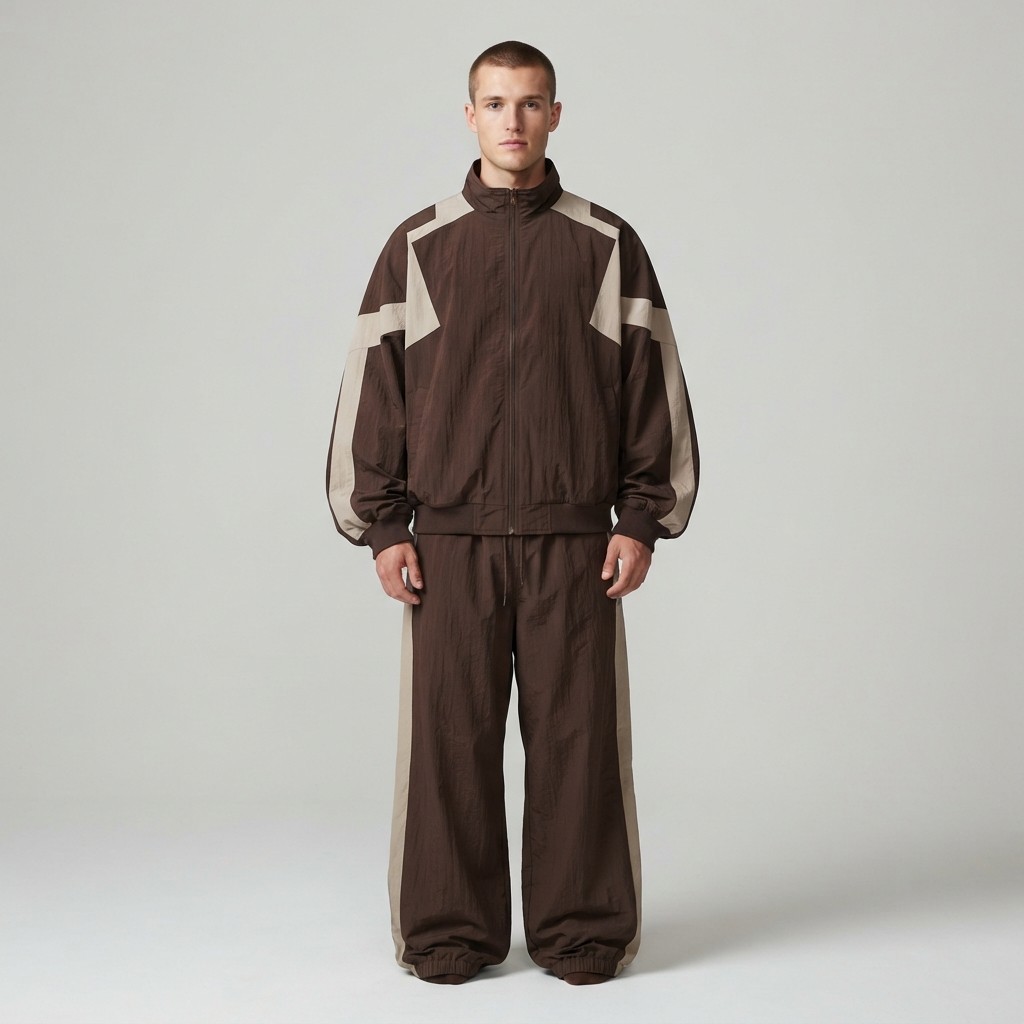 Men\'s Retro Vintage Classic 90s Windbreaker Tracksuit Set 2 Piece Jacket Pants