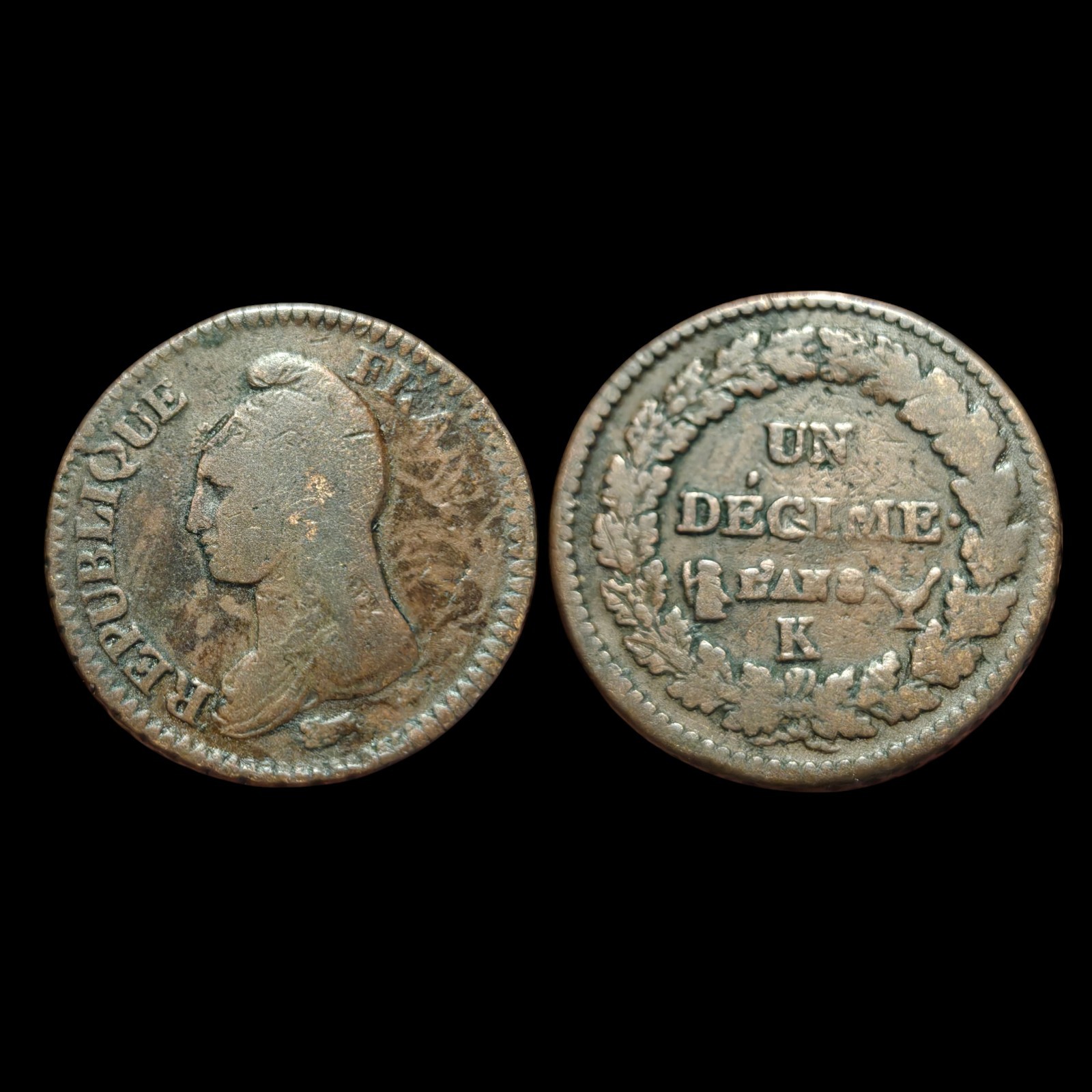 France - 1 Decime 8 (1799) K High Module Bordeaux Mint Rare