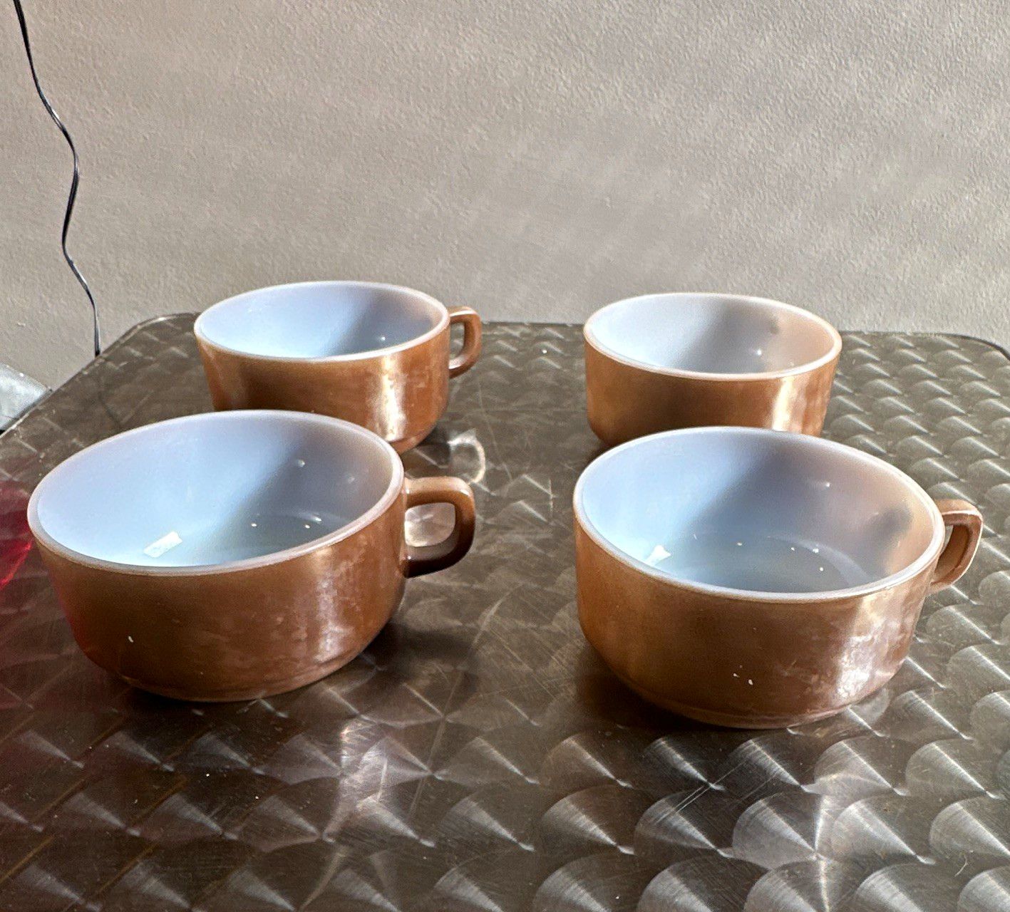 Fire-King Milk Glass Brown & White Coffee chili bowls