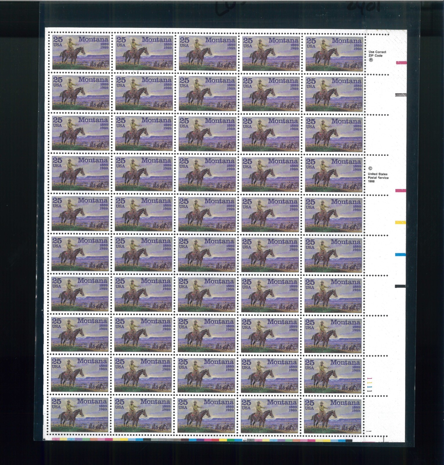 United States 25¢ Montana Statehood Centennial Postage Stamp #2401 Full Sheet