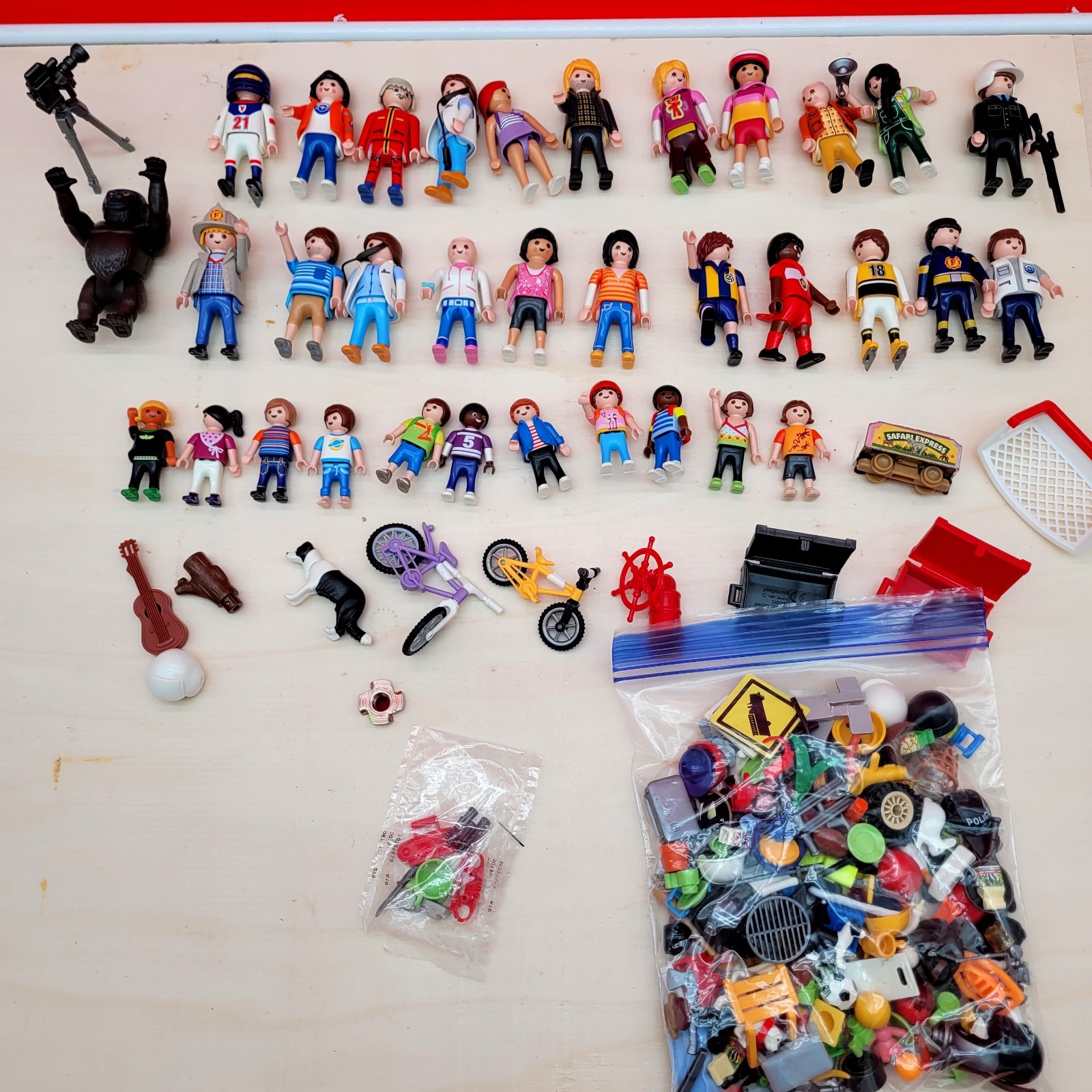 Large Lot of Playmobil Figures People  ( 30+) Accessories + Case + Set Pieces