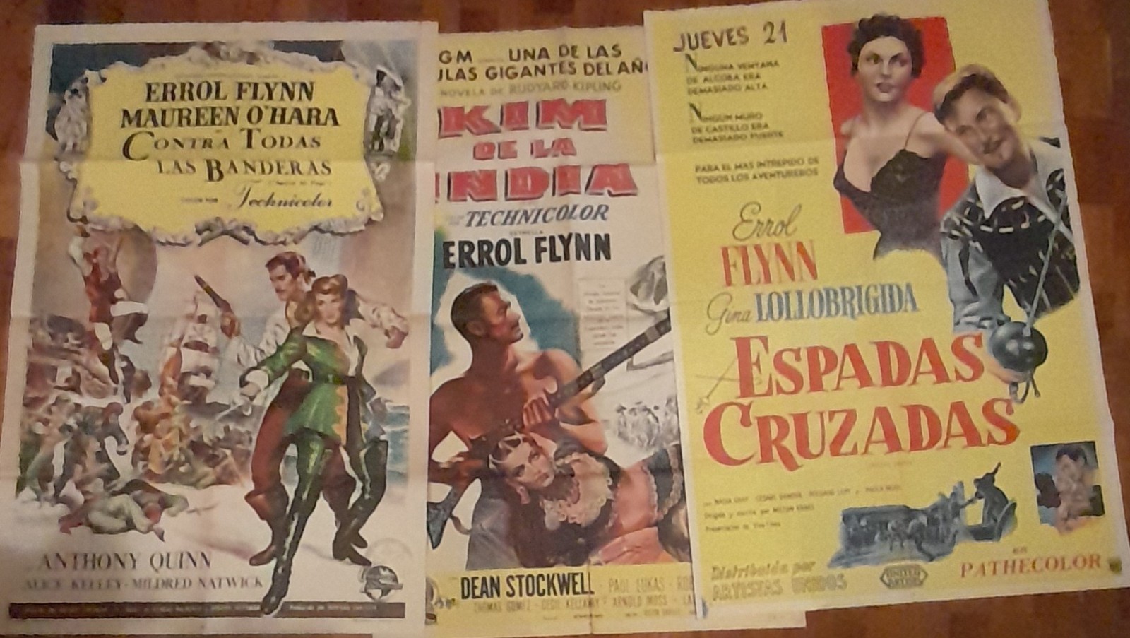 Afiche de cine original -ERROL FLYNN  X 3