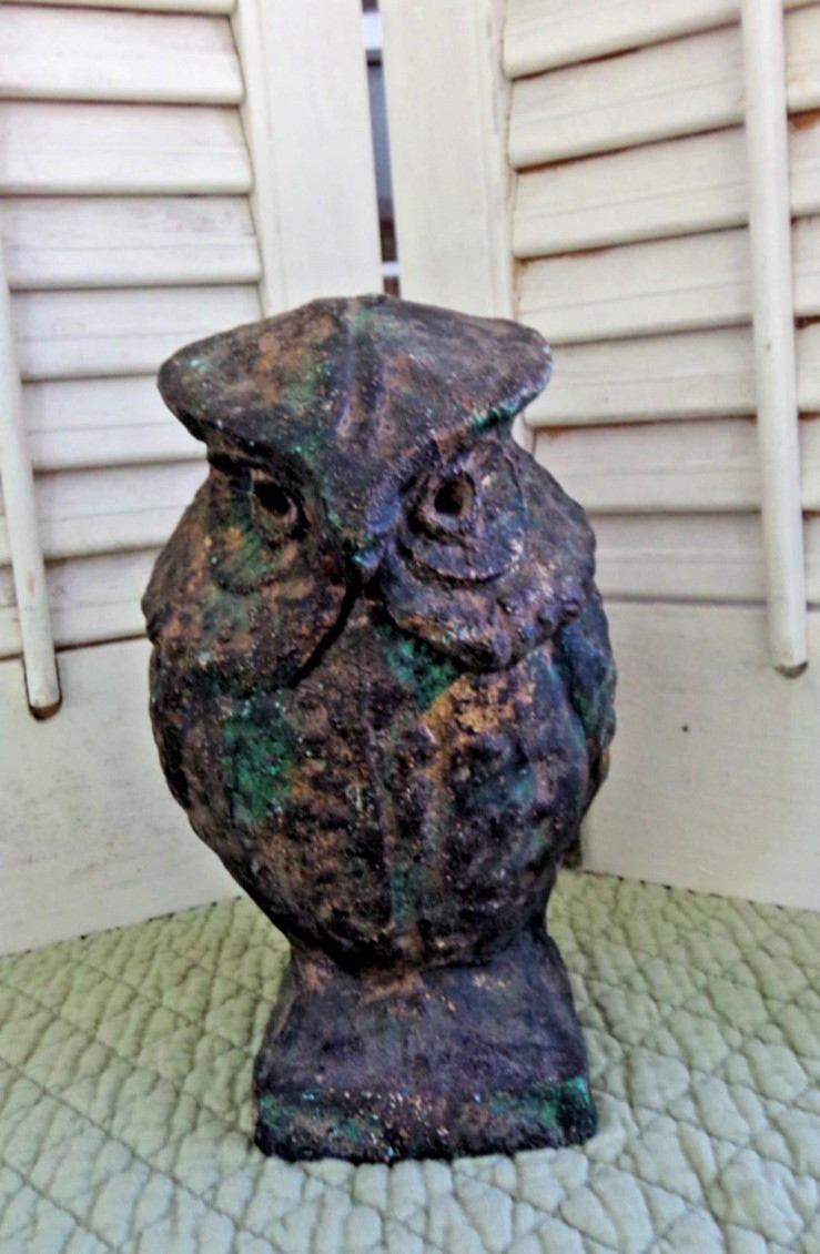 Vintage Antique Cast Iron Owl Open Head with PATINA