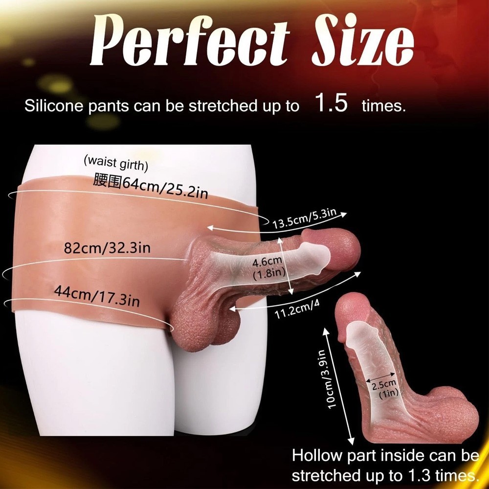 Male Strapon Penis Sleeve Silicone Hollow Dildo Pants Men Cock Enlarger Sheath