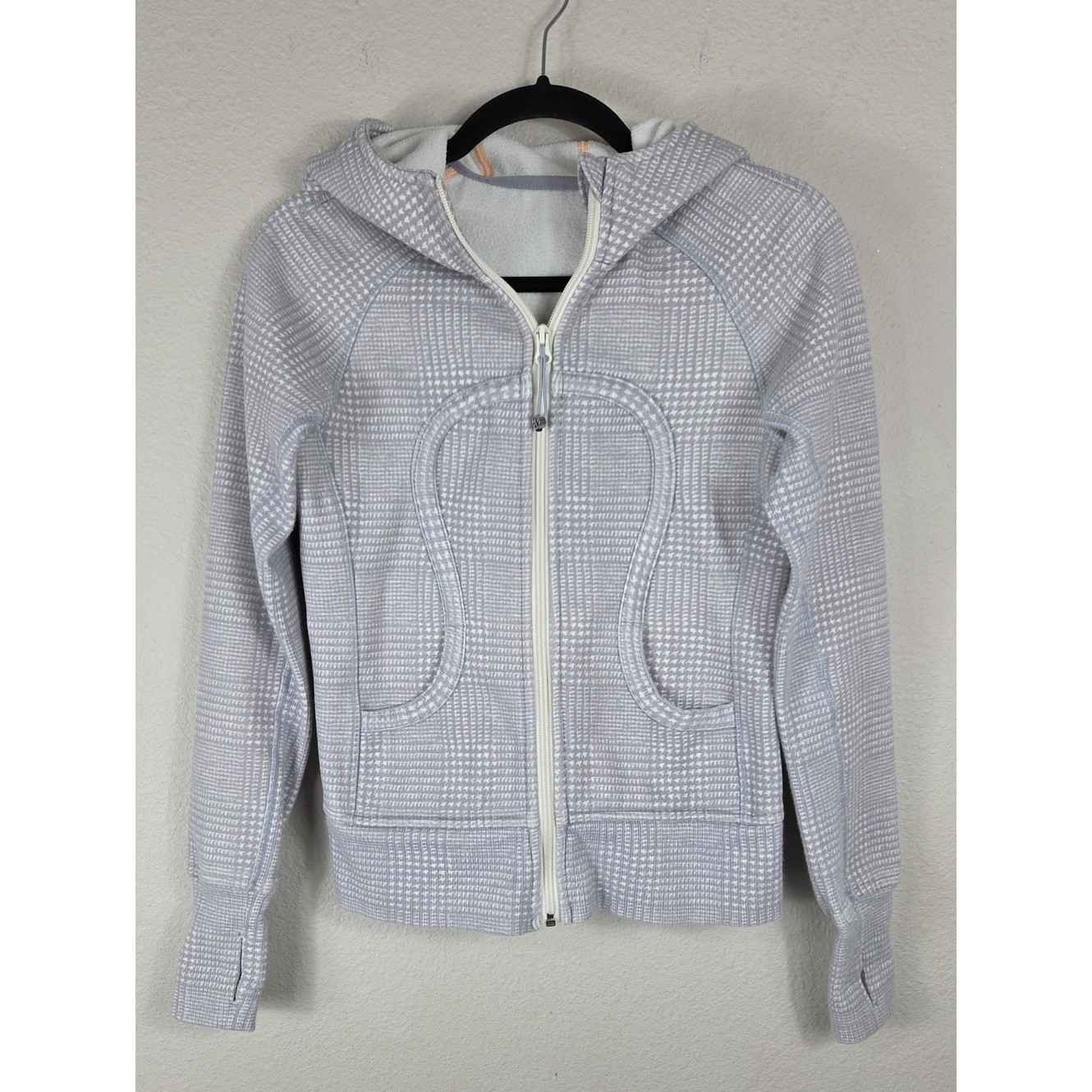 Lululemon Scuba Hoodie Glen Check Polar Cream Silver Slate Full Zip Size 4