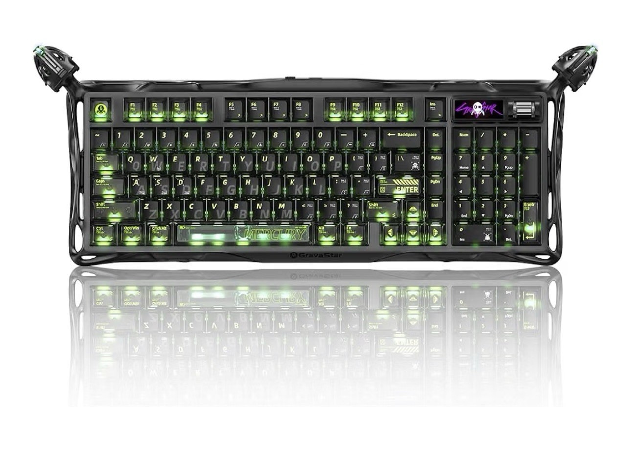 GravaStar K98 PRO Ghost Tri-Model Wireless Mechanical Gaming Keyboard 1.65\'\' TFT