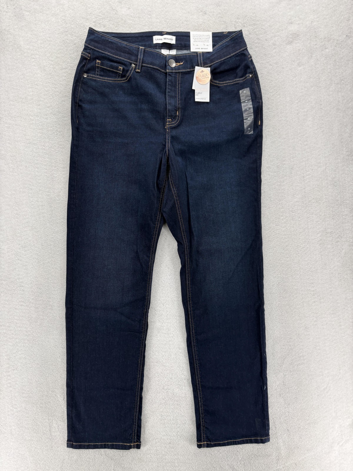 Lane Bryant Jeans Womens 16 Blue Dark Wash High Rise Straight Stretch Waistband
