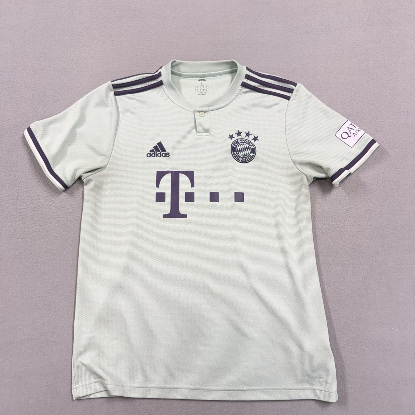 Bayern Munich Jersey Mens Large Green Bundesliga Soccer Adidas T-Mobile Away