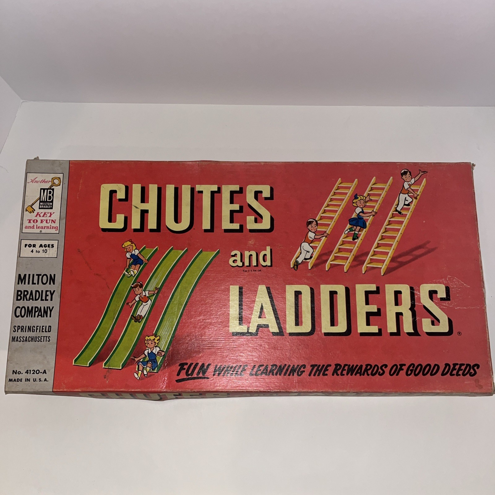 1956 Chutes & Ladders Board Game Milton Bradley VTG Mid Century Antique Complete