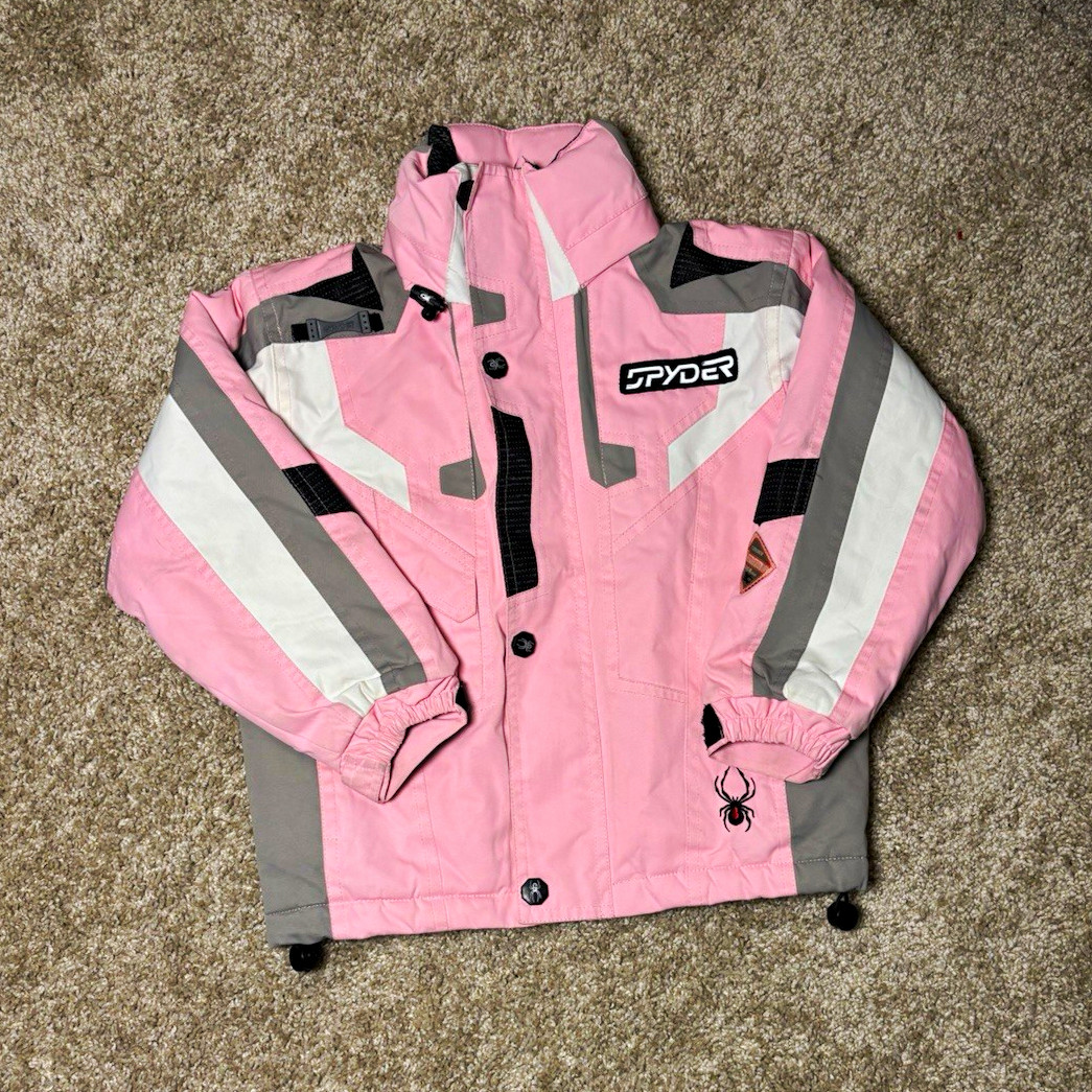Spyder Girls M Colorblock Ski Jacket Hooded Full Zip Pink Gray White Spyder Girls M Colorblock Ski Jacket Hooded Full Zip Pink Gray White