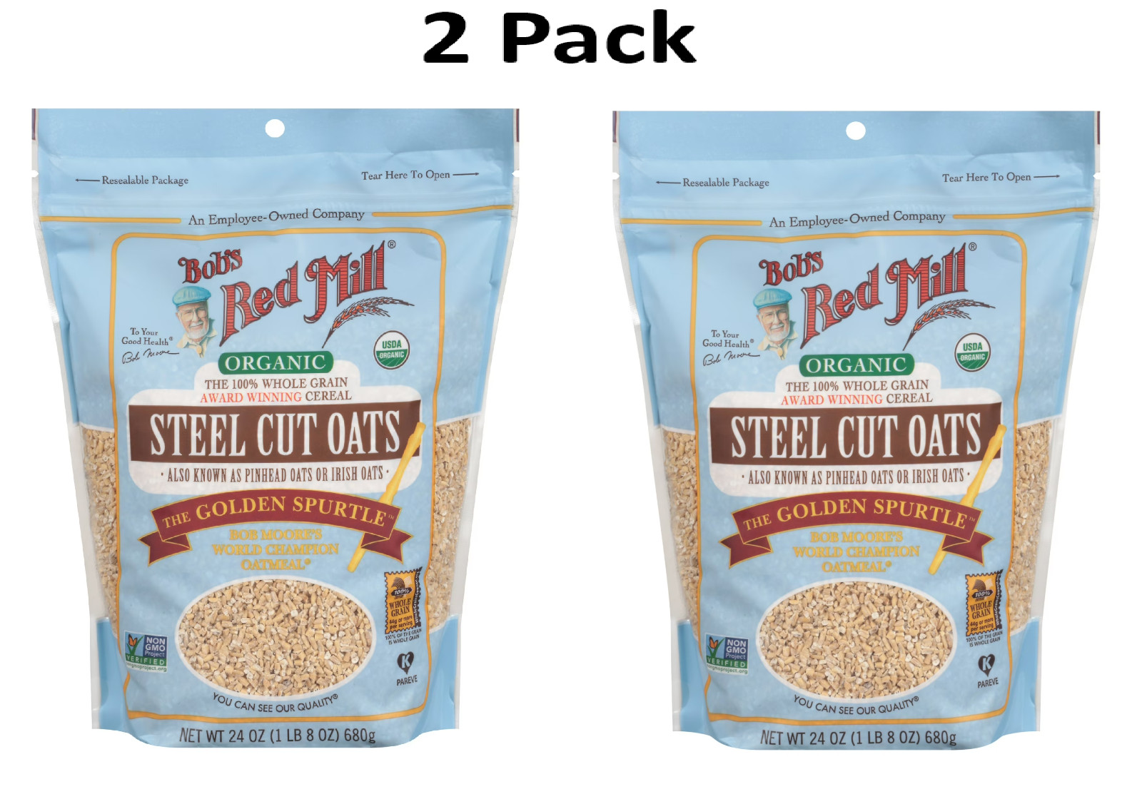 (2 Pack) Bob\'s Red Mill Organic Steel Cut Oats 24 oz Shelf-Stable Bag (2 Pack) Bob\'s Red Mill Organic Steel Cut Oats 24 oz Shelf-Stable Bag