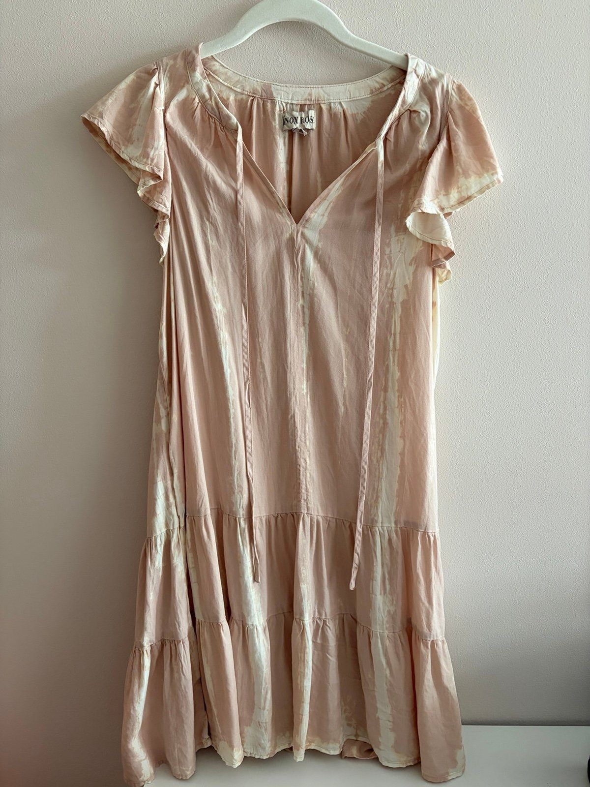 Knox Rose Blush Pink Tie-Dye Tiered Mini Dress
