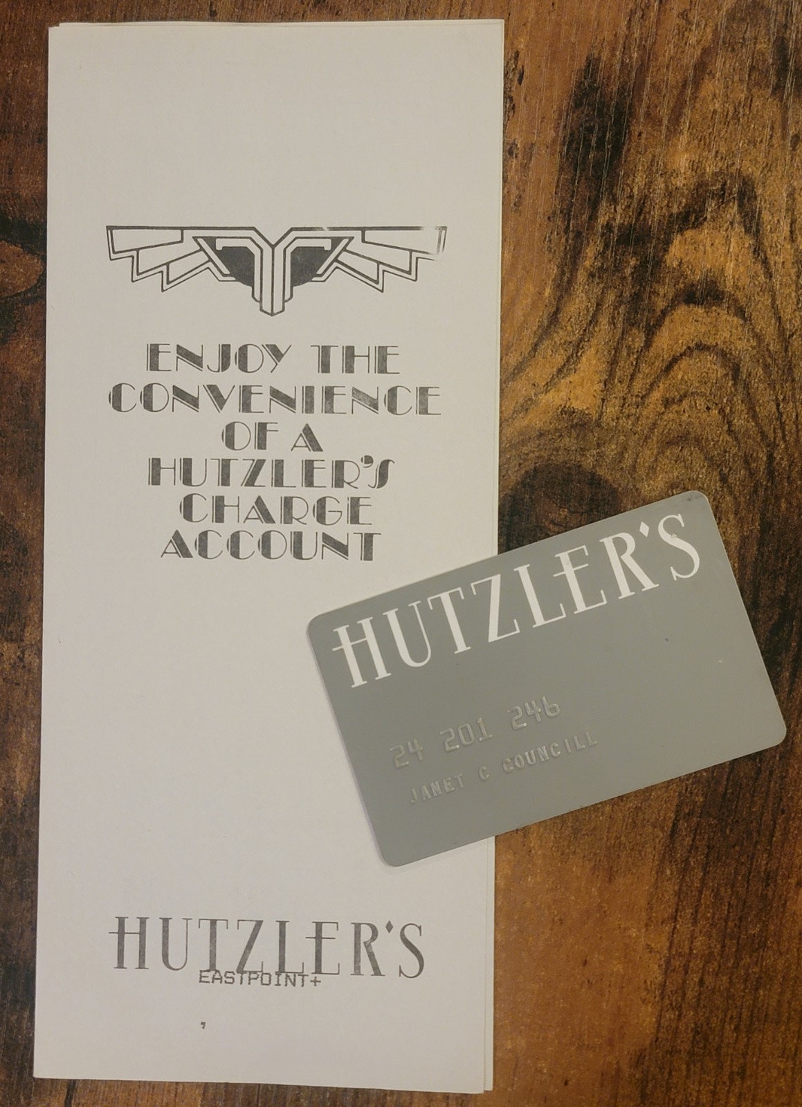 Vintage Hutzler's Store Credit Charge Card From 1980s With Application Brochure