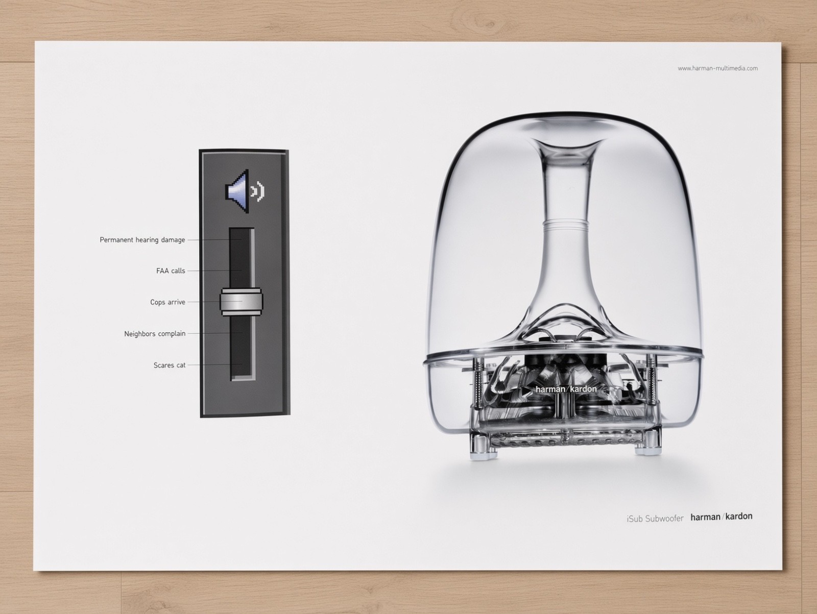 Vintage Apple Computer iSUB Harman Kardon Permanent Hearing Damage Poster 1999 Vintage Apple Computer iSUB Harman Kardon Permanent Hearing Damage Poster 1999