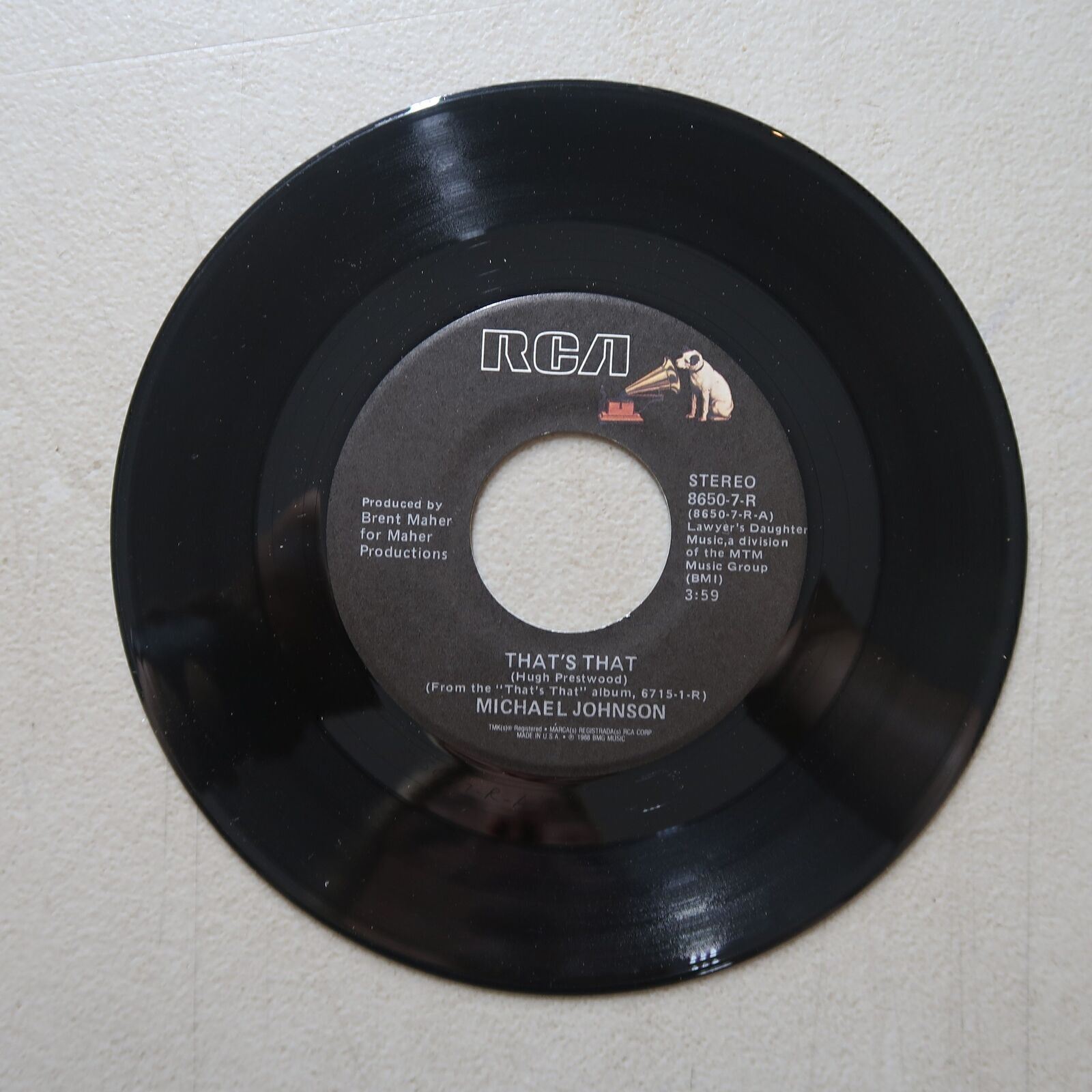 MICHAEL JOHNSON THAT\'S THAT/SOME PEOPLE\'S LIVES RCA RECORDS VINYL 45 VG 18-133