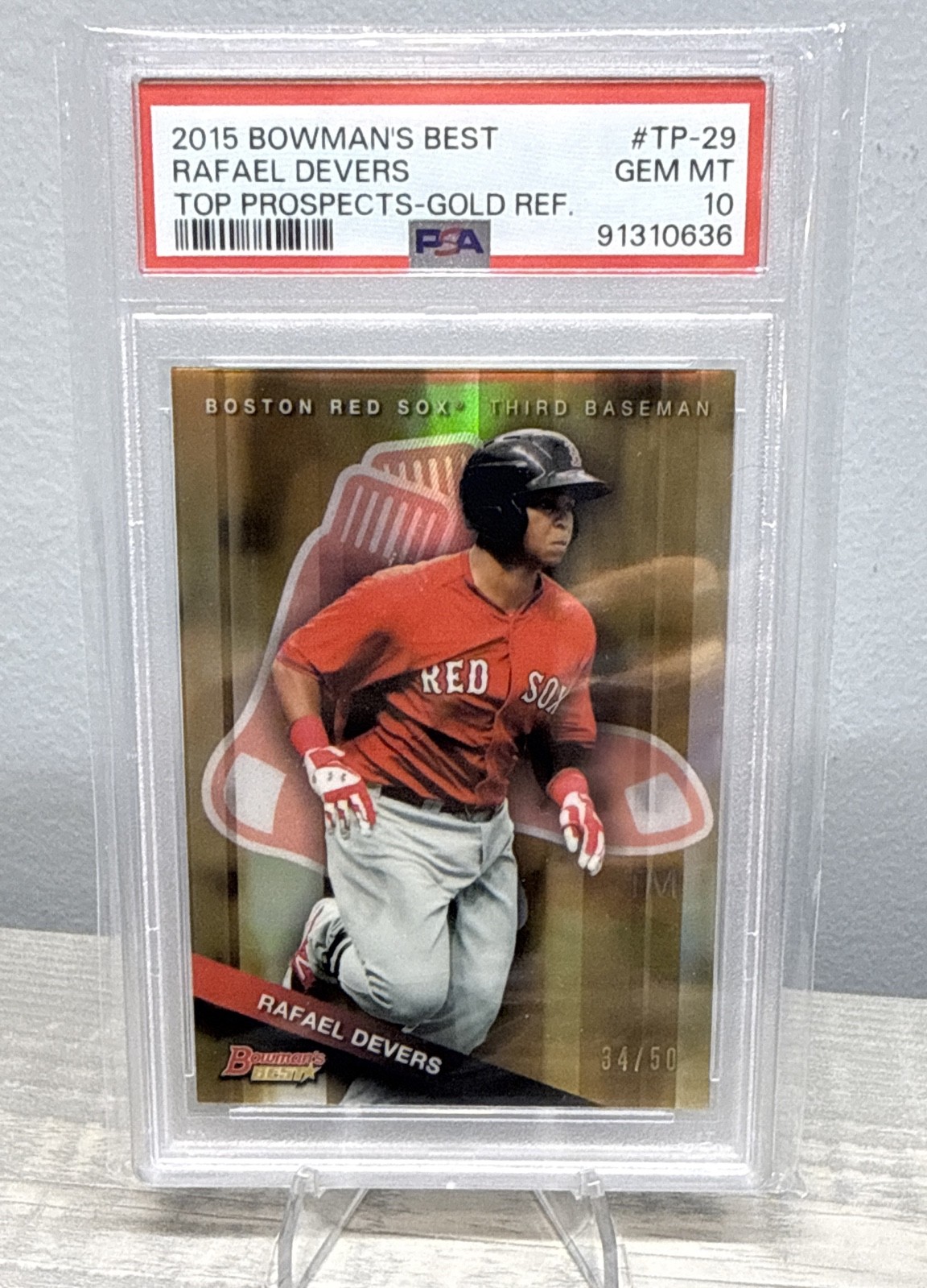 2015 Bowman\'s Best - Top Prospects Rafael Devers #TP-29 Gold /50 PSA 10 Pop 1 2015 Bowman\'s Best - Top Prospects Rafael Devers #TP-29 Gold /50 PSA 10 Pop 1