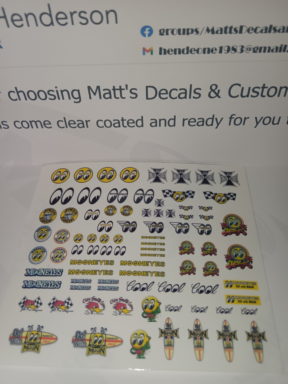 1/64 for hot wheels waterslide decals Moon Eye MADE IN THE USA