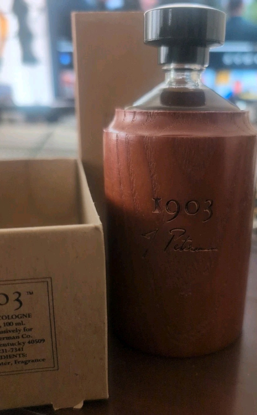 Vintage J Peterman 1903 Cologne, glass wood covered bottle, 3.5oz, Original Rare Vintage J Peterman 1903 Cologne, glass wood covered bottle, 3.5oz, Original Rare